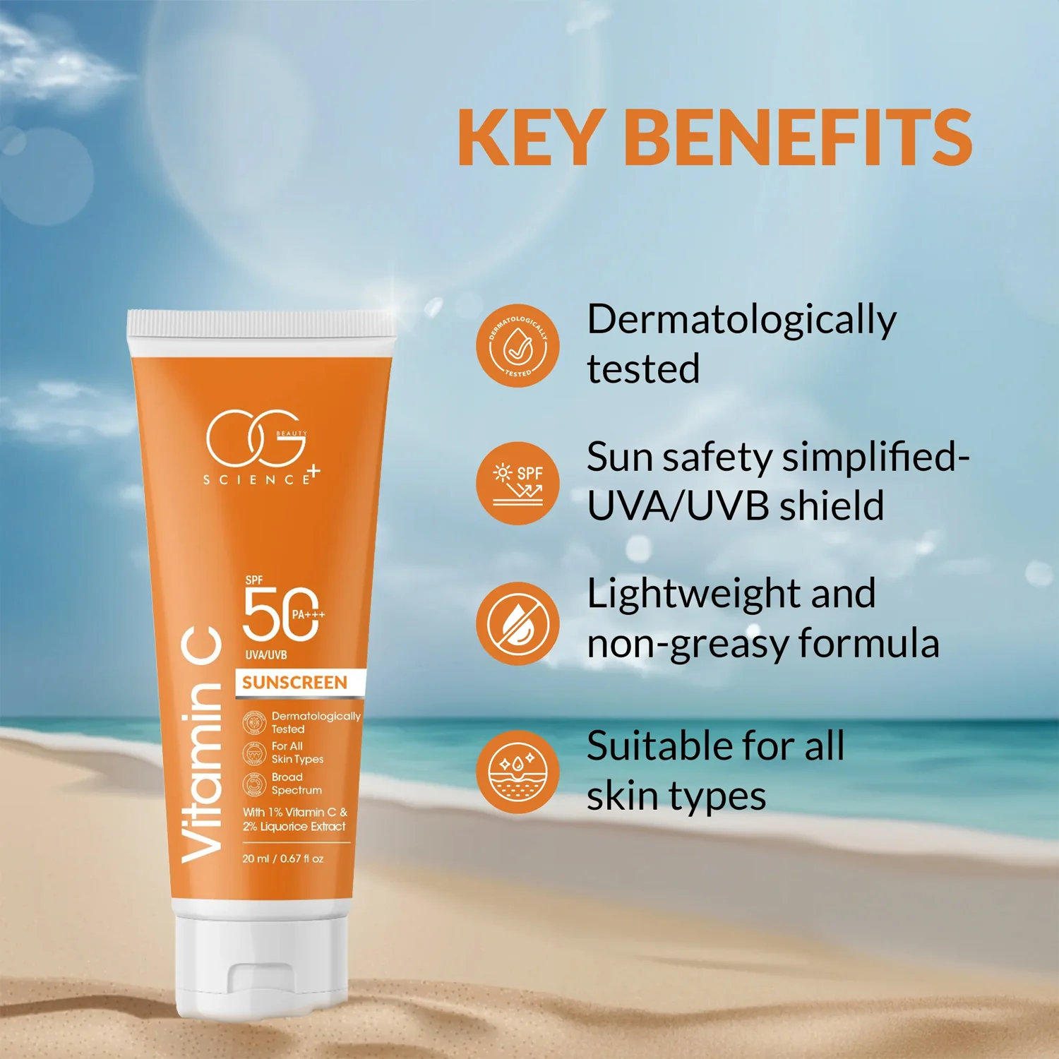 Og beautyVitamin C Sunscreen SPF 50 PA+++ (1 Pc / 20Ml) - Image 3