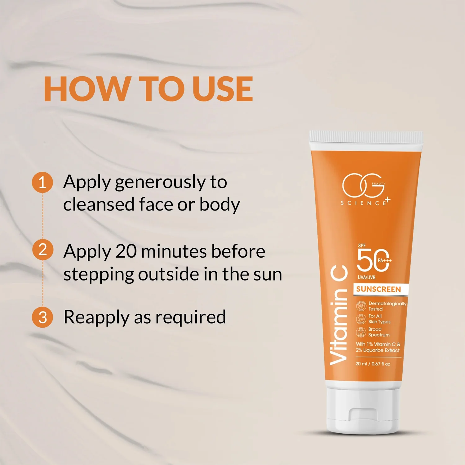 Og beautyVitamin C Sunscreen SPF 50 PA+++ (1 Pc / 20Ml) - Image 4