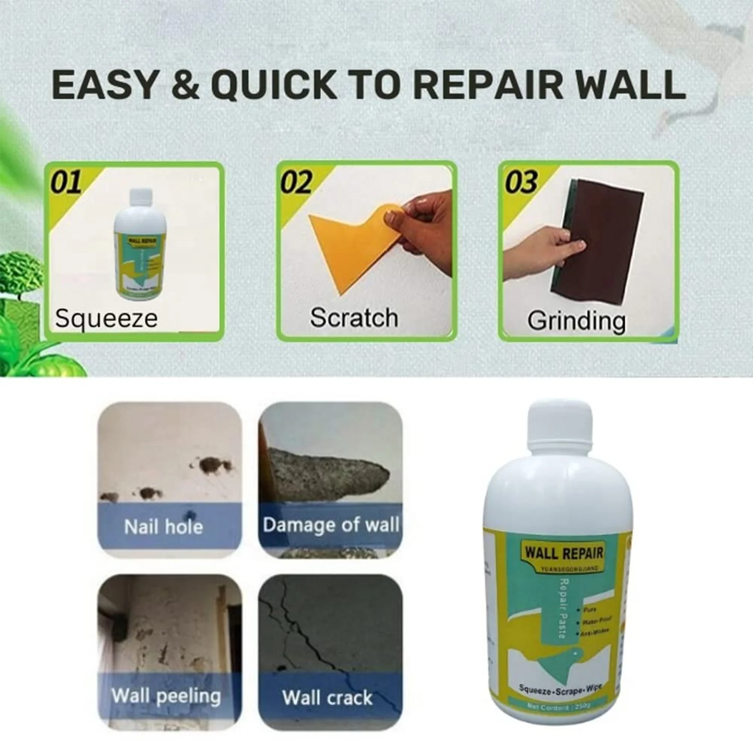 Wall Crack Repair Cream with Scraper - (Set) - Image 3