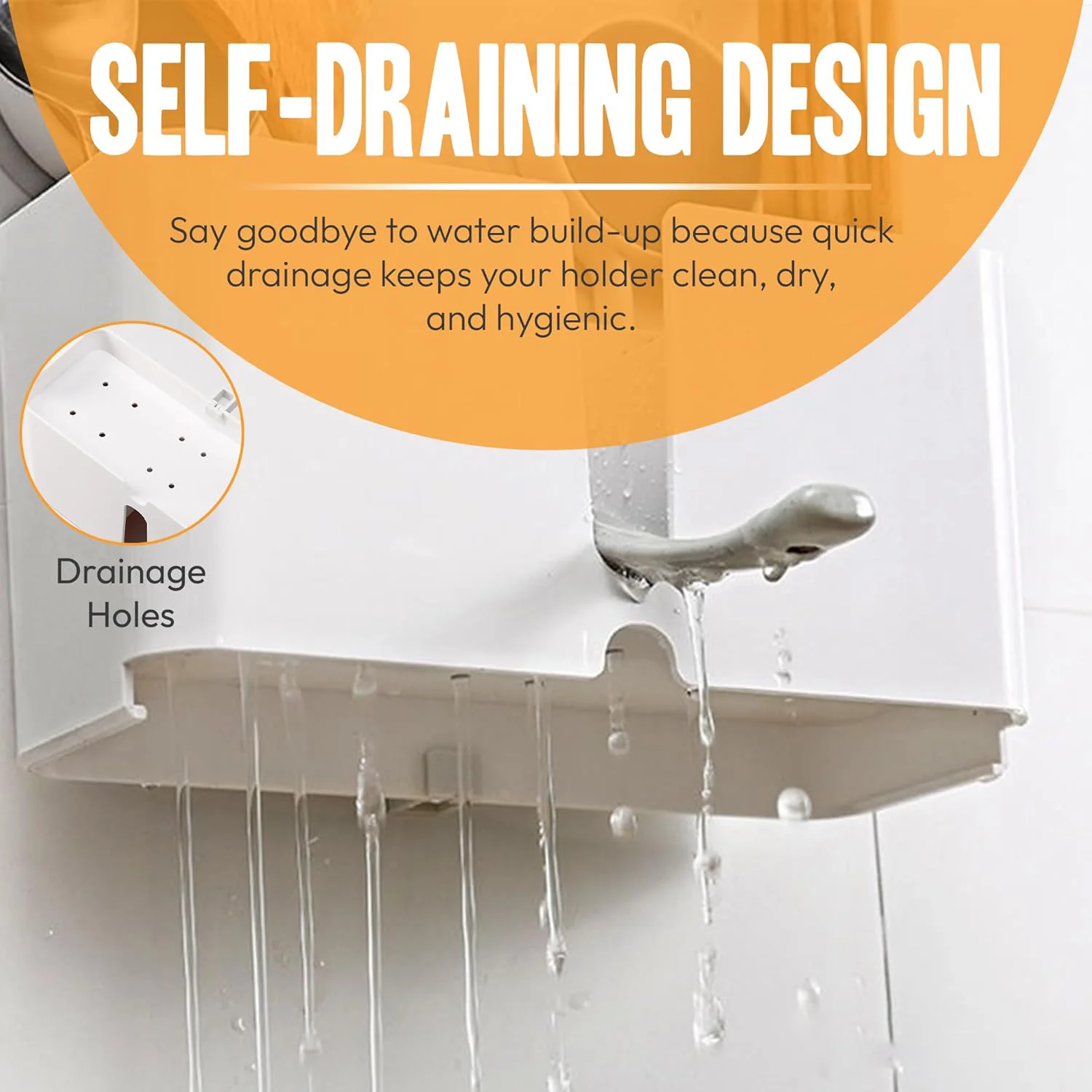 Wall Mounted 3 Compartment Toothbrush Holder with Adhesive Installation (1 Pc) - Image 9