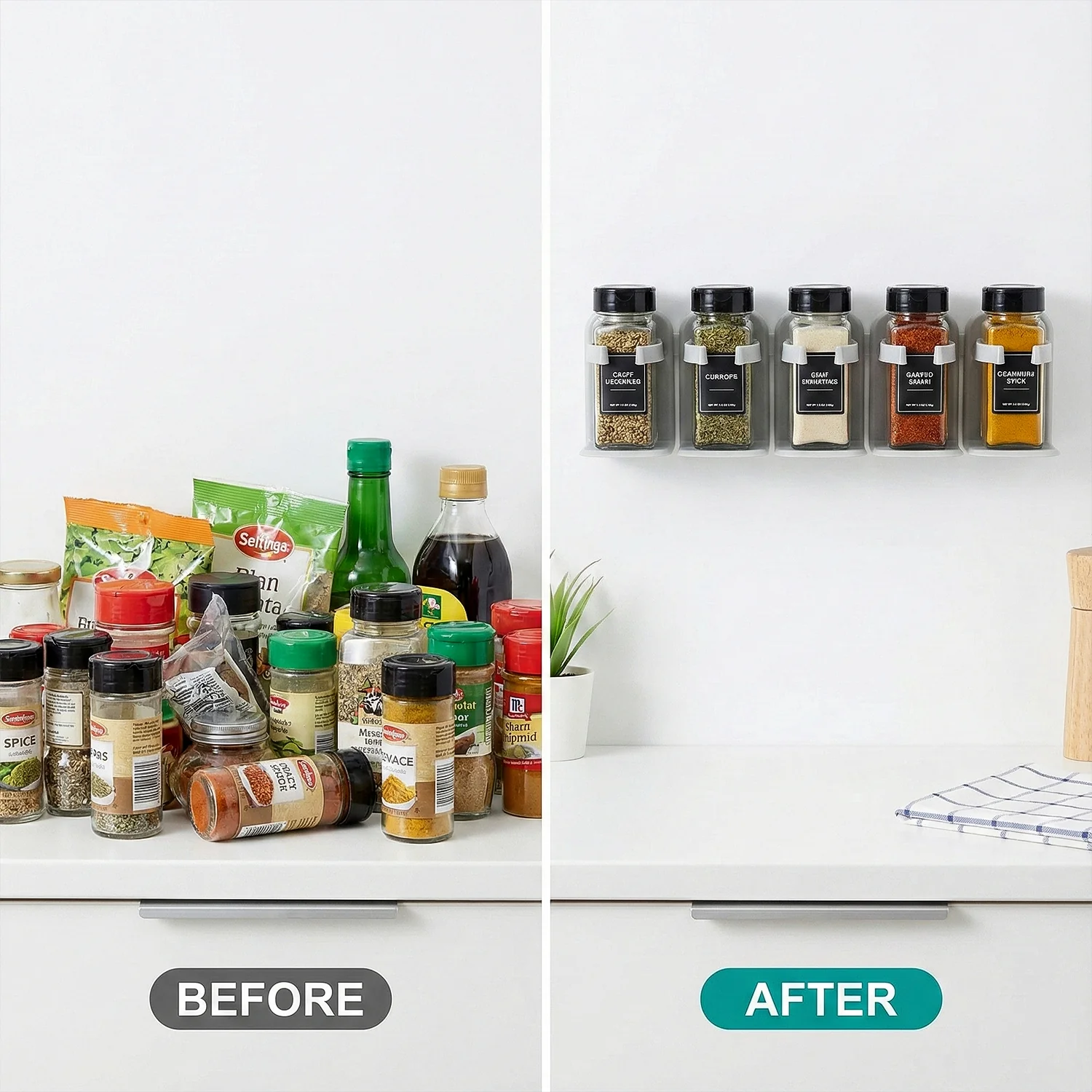 Wall Mounted Spice Rack Organizer with Adhesive Stick Holder (1 Pc) - Image 7