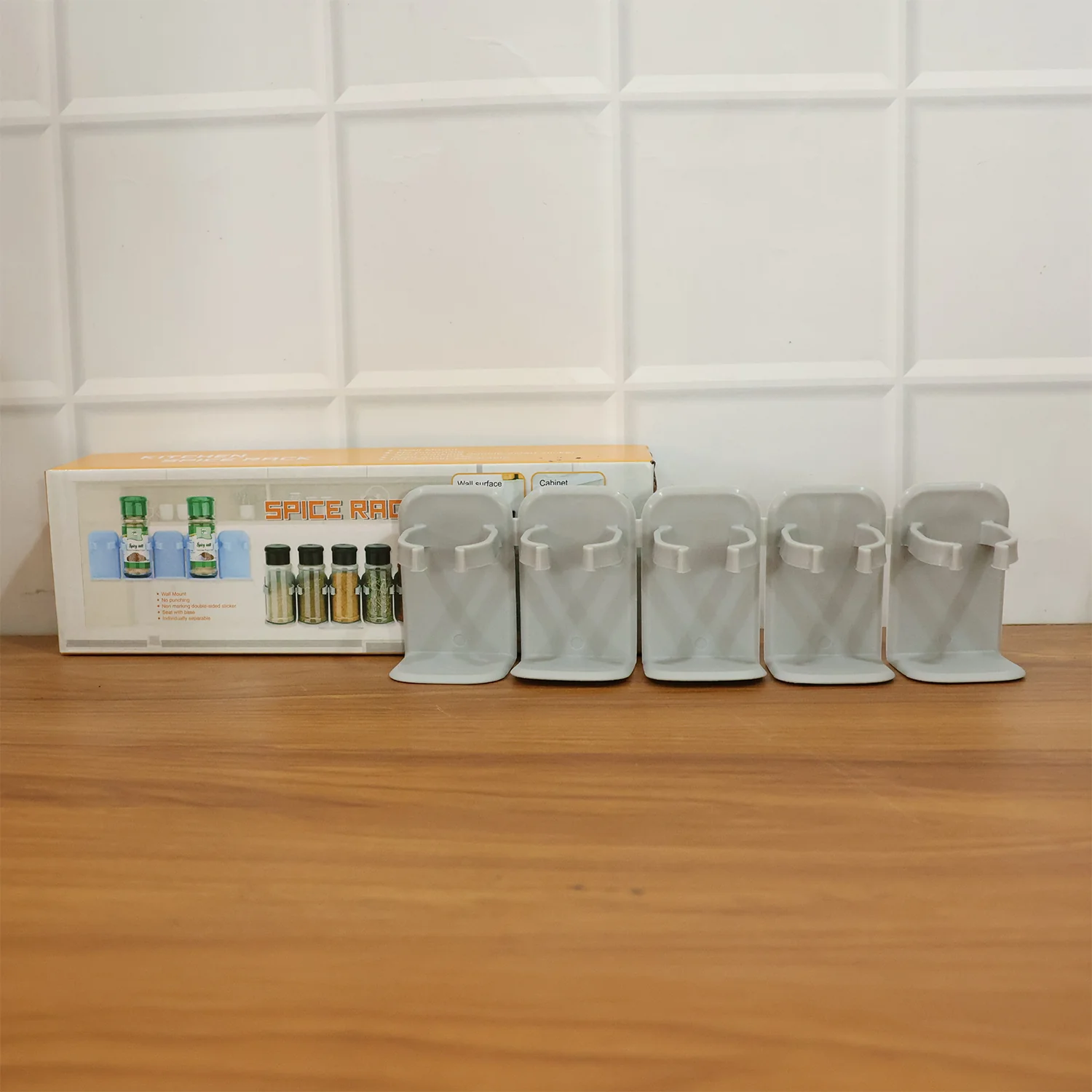 Wall Mounted Spice Rack Organizer with Adhesive Stick Holder (1 Pc) - Image 9