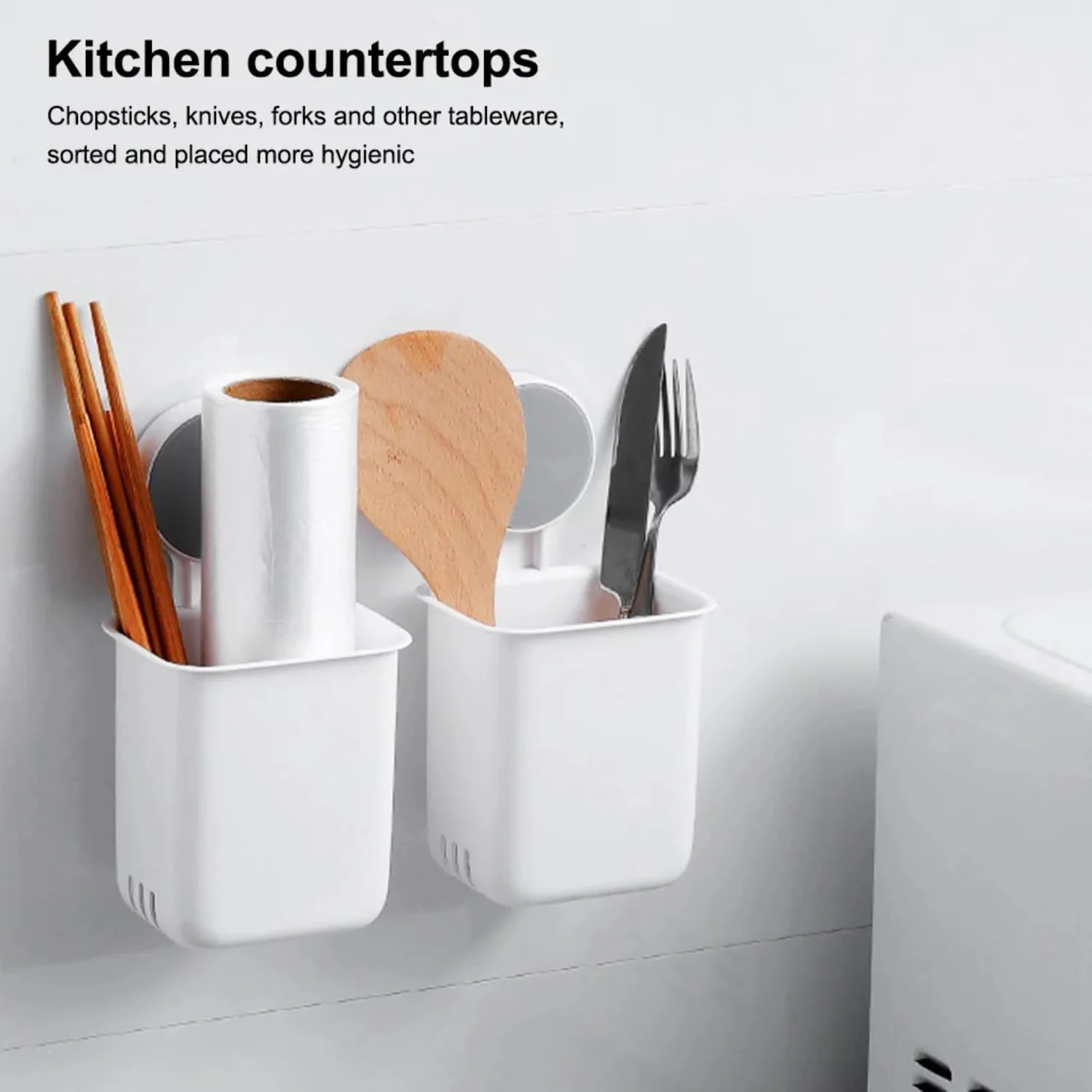 Wall Mounted Bathroom Storage Organizer Cup Set (2 Pc Set) - Image 3