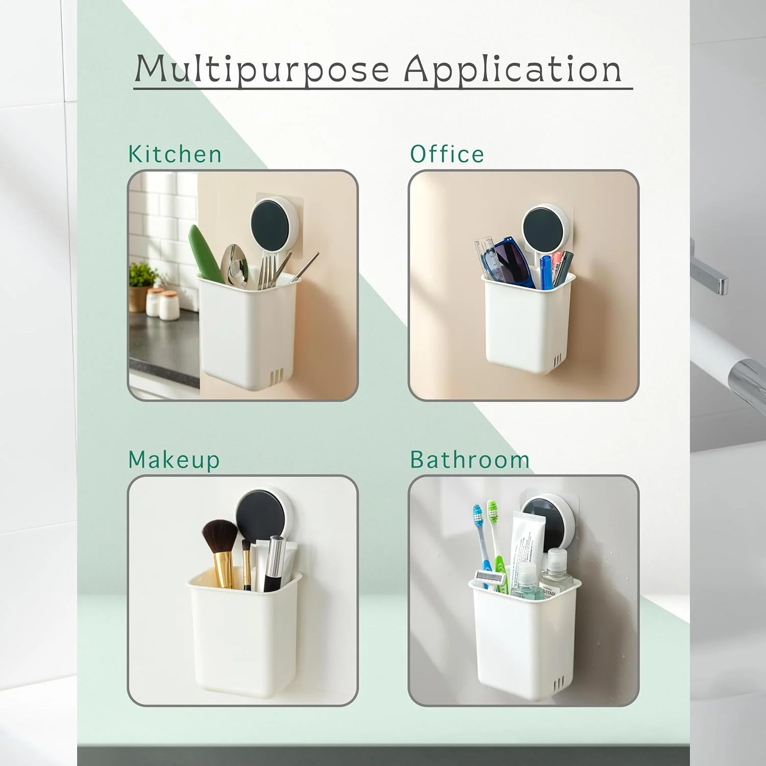 Wall Mounted Bathroom Storage Organizer Cup Set (2 Pc Set) - Image 7