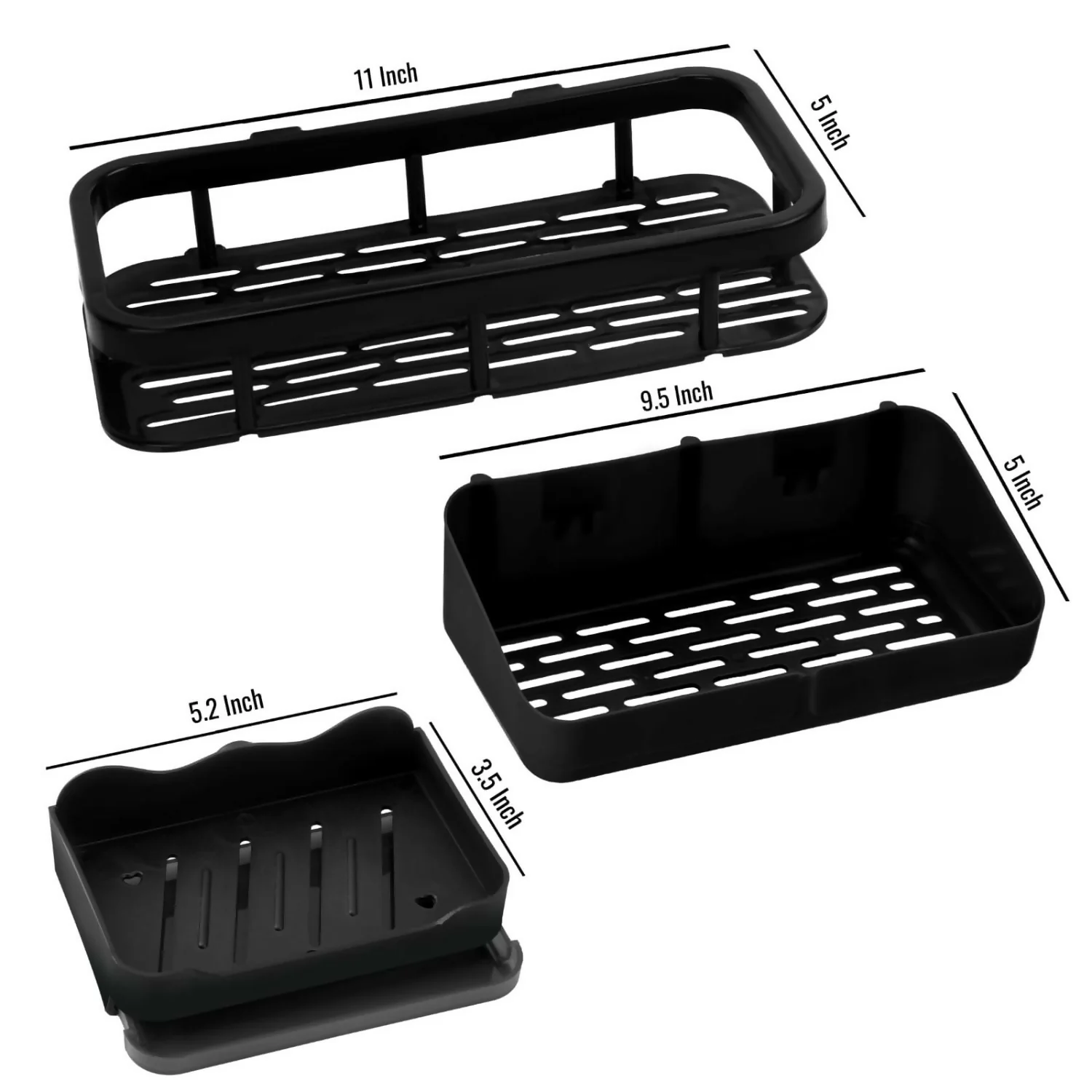 Wall Mounted Bathroom Storage Rack Organizer Set with Multi Shelves (Set Of 3 Pc) - Image 3