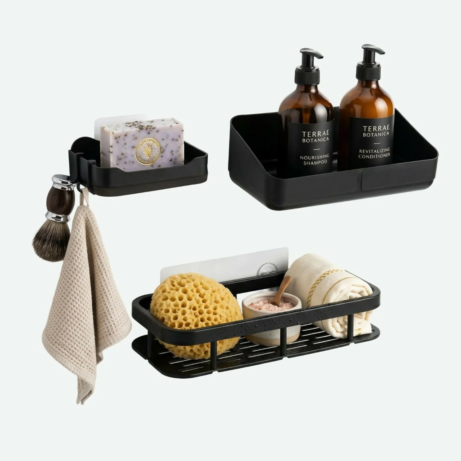 Wall Mounted Bathroom Storage Rack Organizer Set with Multi Shelves (Set Of 3 Pc) - Image 4
