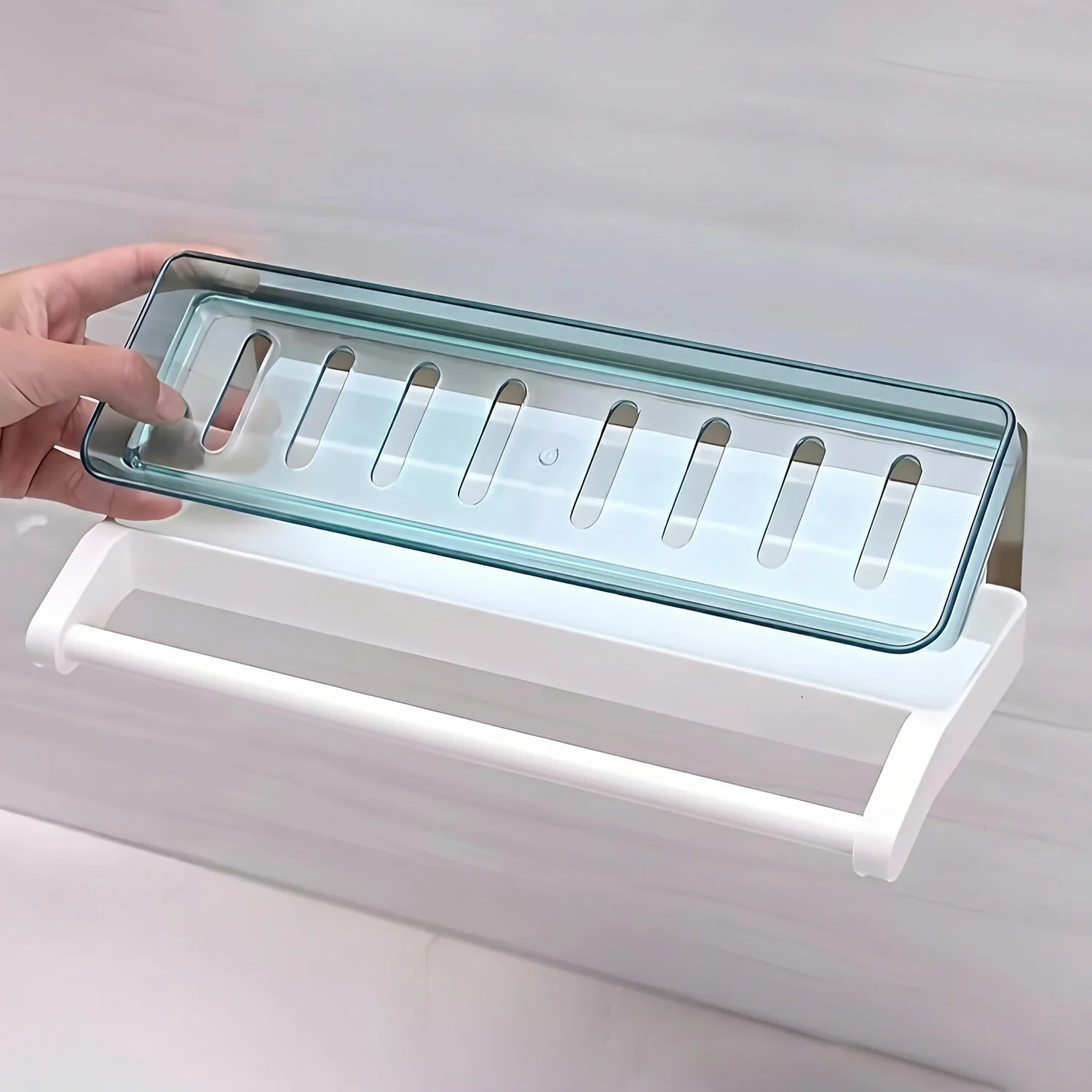 Wall-Mounted Bathroom Storage Shelf with Integrated Towel Holder Rack - Image 6