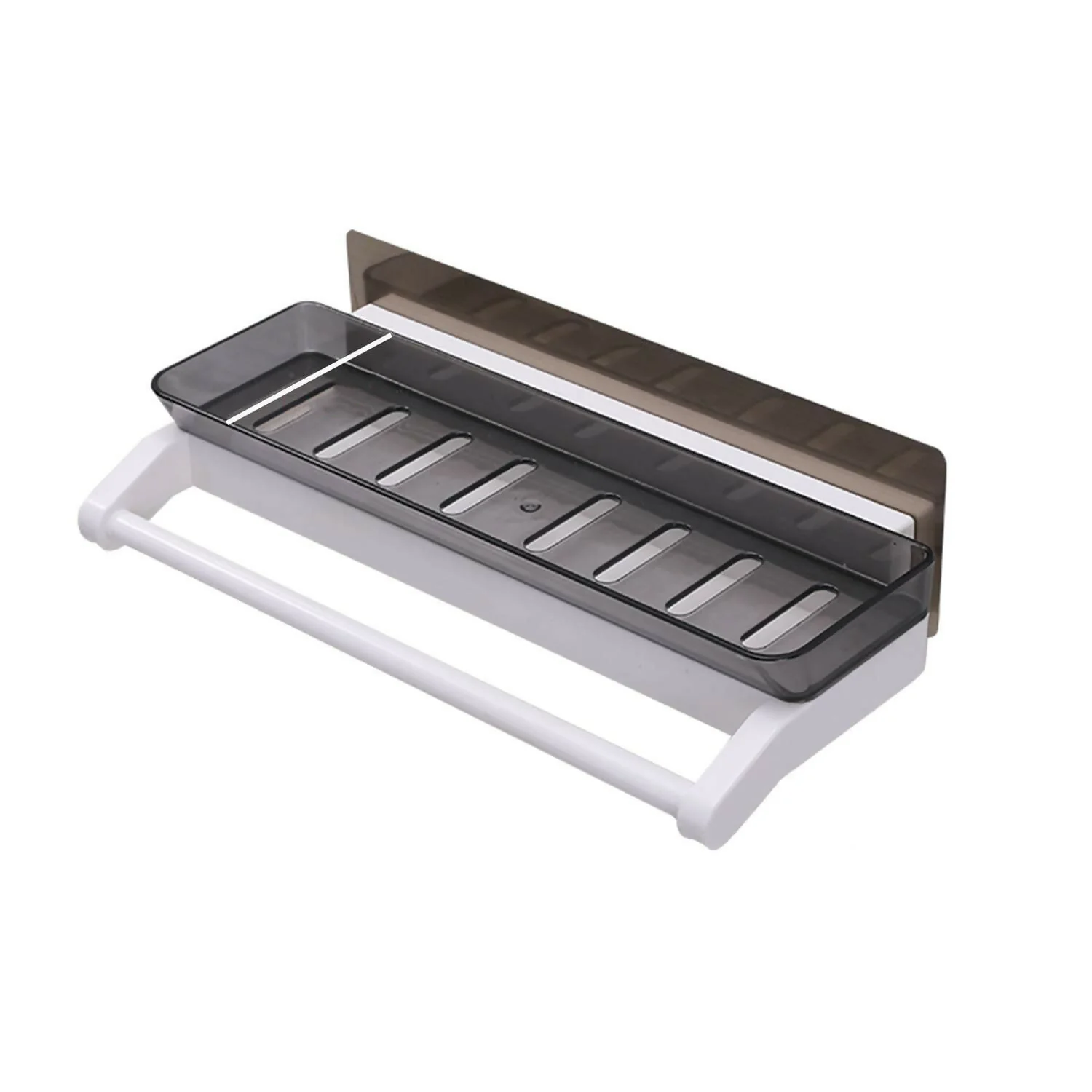 Wall-Mounted Bathroom Storage Shelf with Integrated Towel Holder Rack - Image 7