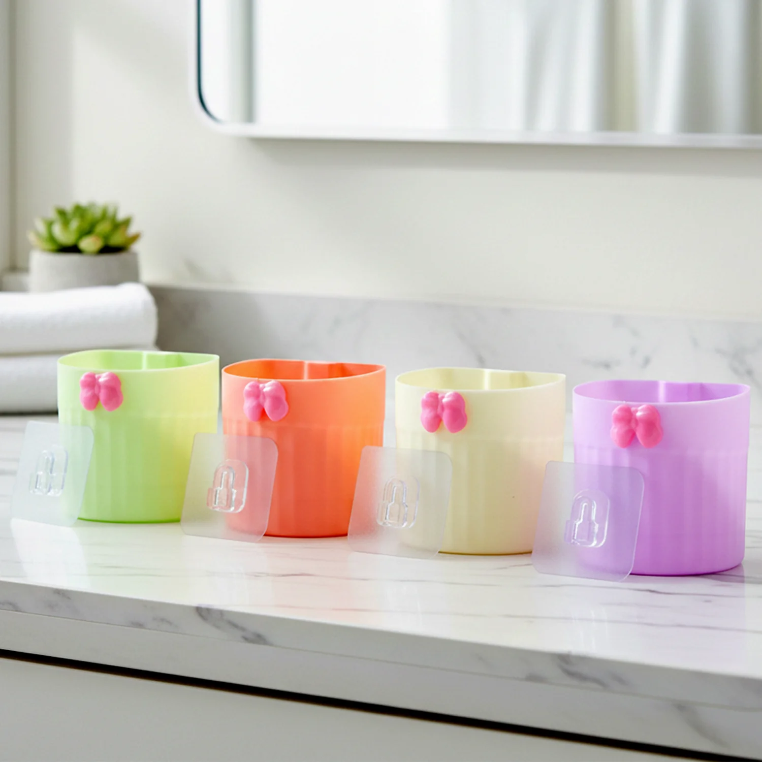 Wall Mounted Bathroom Toothbrush Holder Set (4 Pc Set) - Image 4