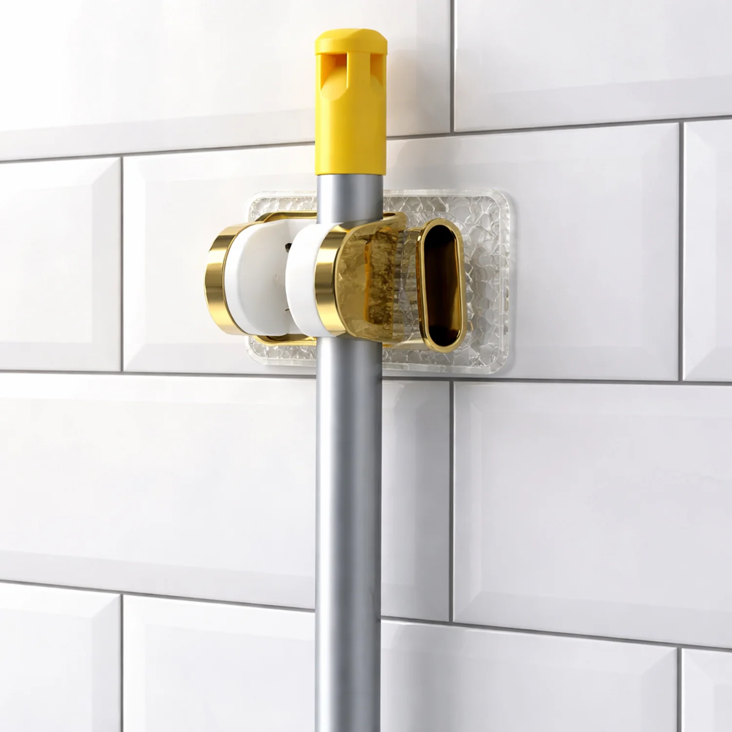 Wall Mounted Broom & Mop Holder with Strong Grip Clips - Image 3