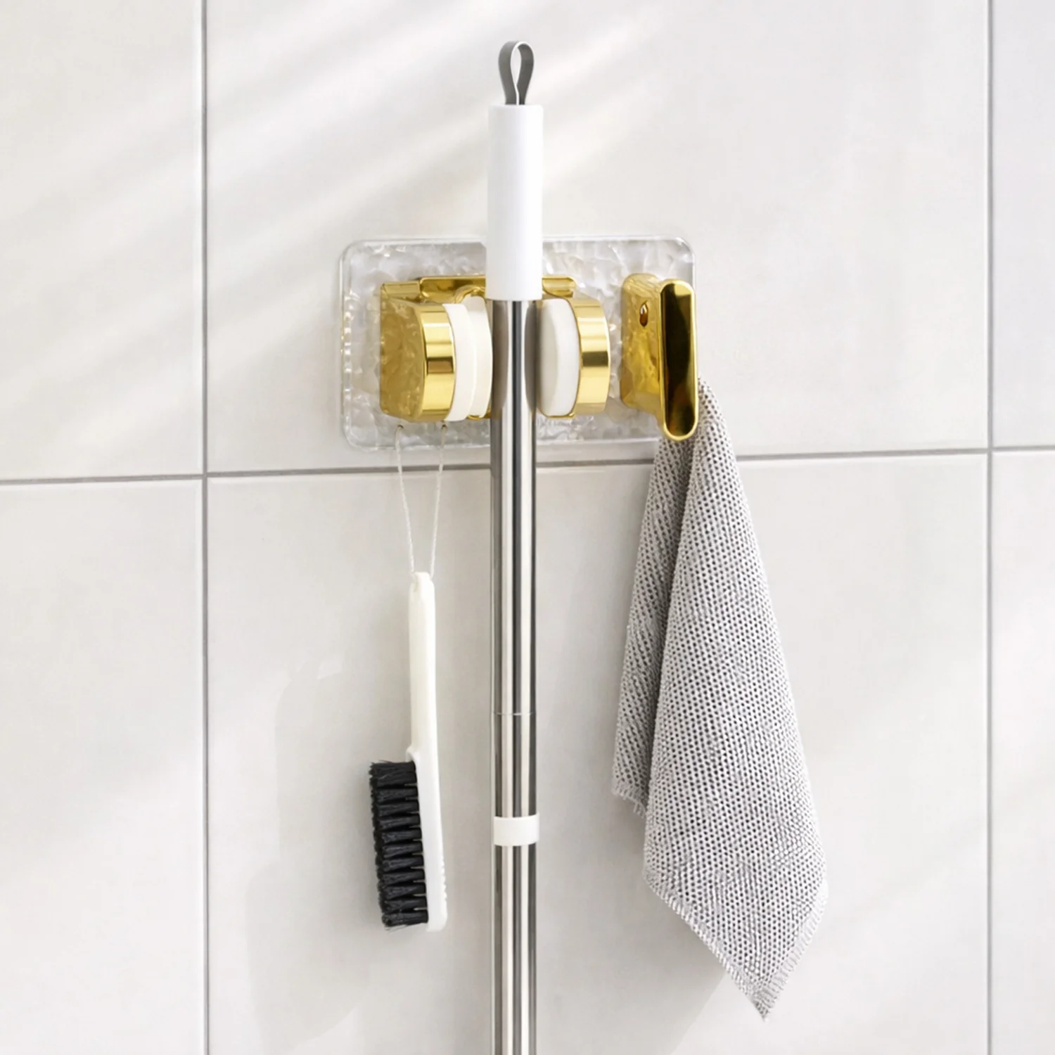 Wall Mounted Broom & Mop Holder with Strong Grip Clips - Image 6