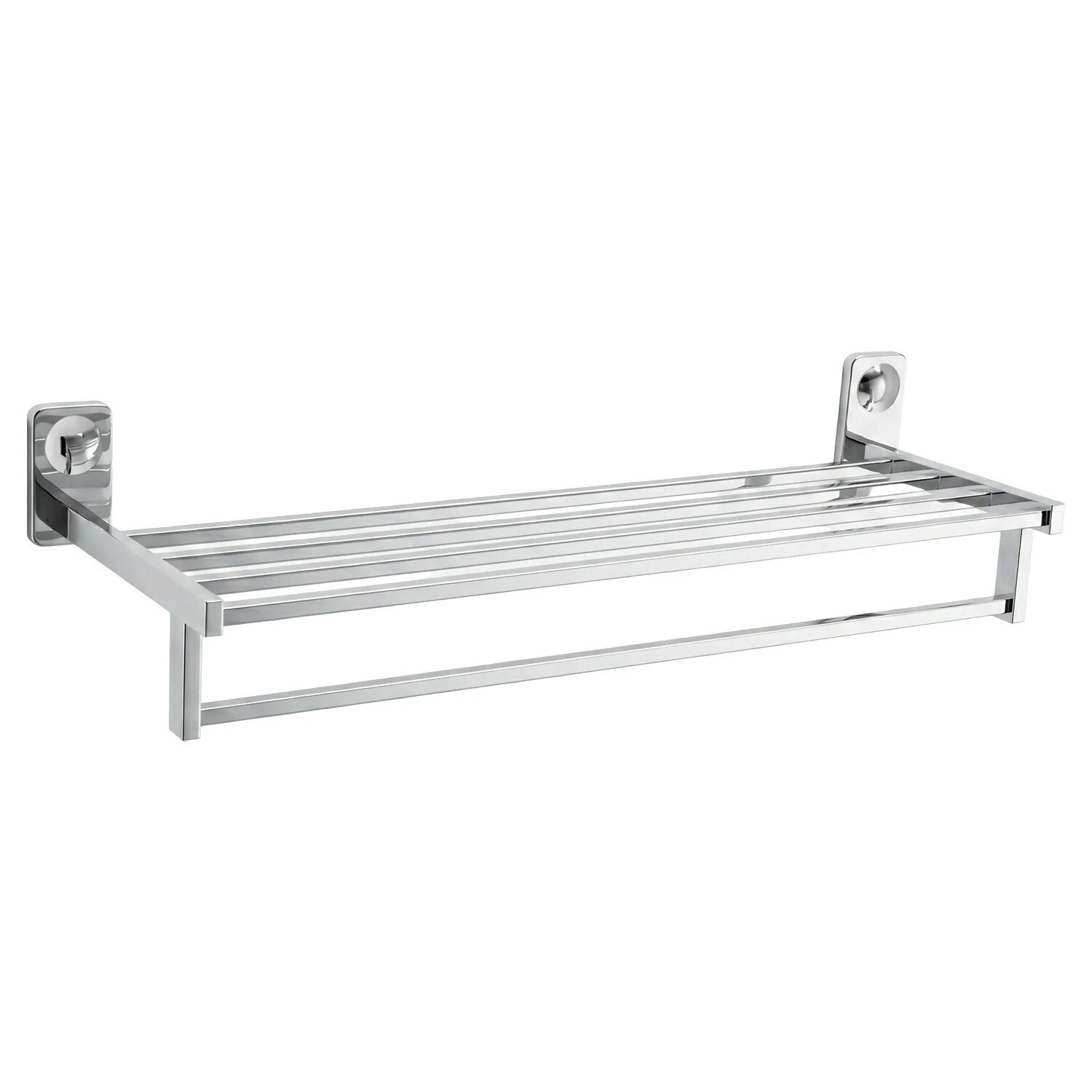 Wall-Mounted Chrome Towel Rack with Shelf for Bathroom - Image 5