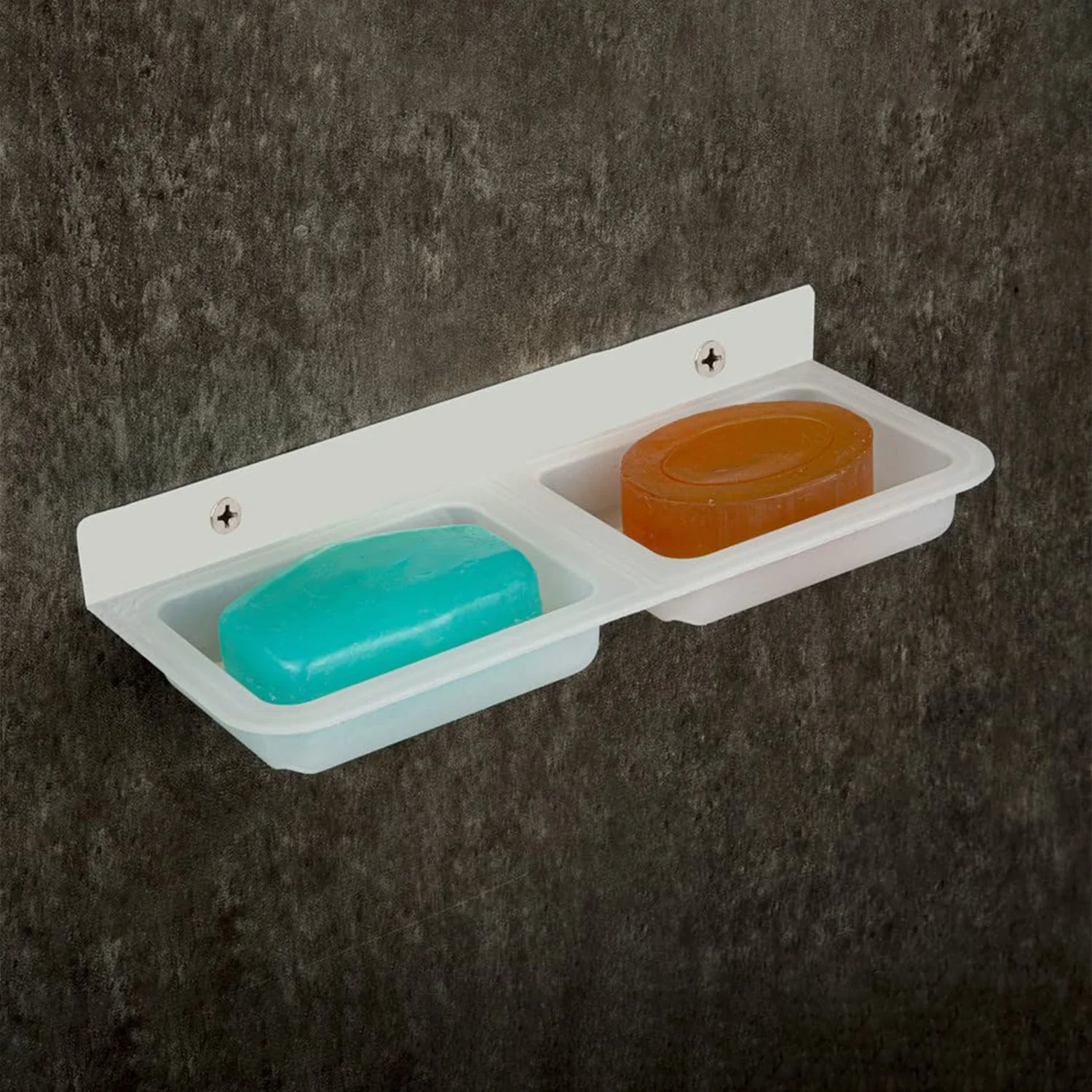 Wall Mounted Double Compartment Soap & Sponge Holder (1 Pc) - Image 3