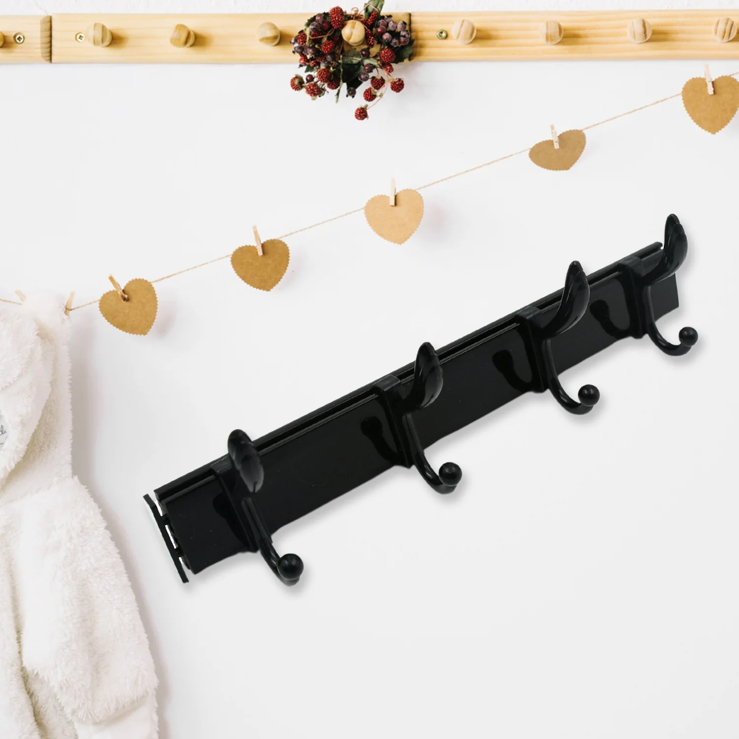 Extra Long 4-Hook Wall Coat Hanger with Eco Adhesive - Image 5