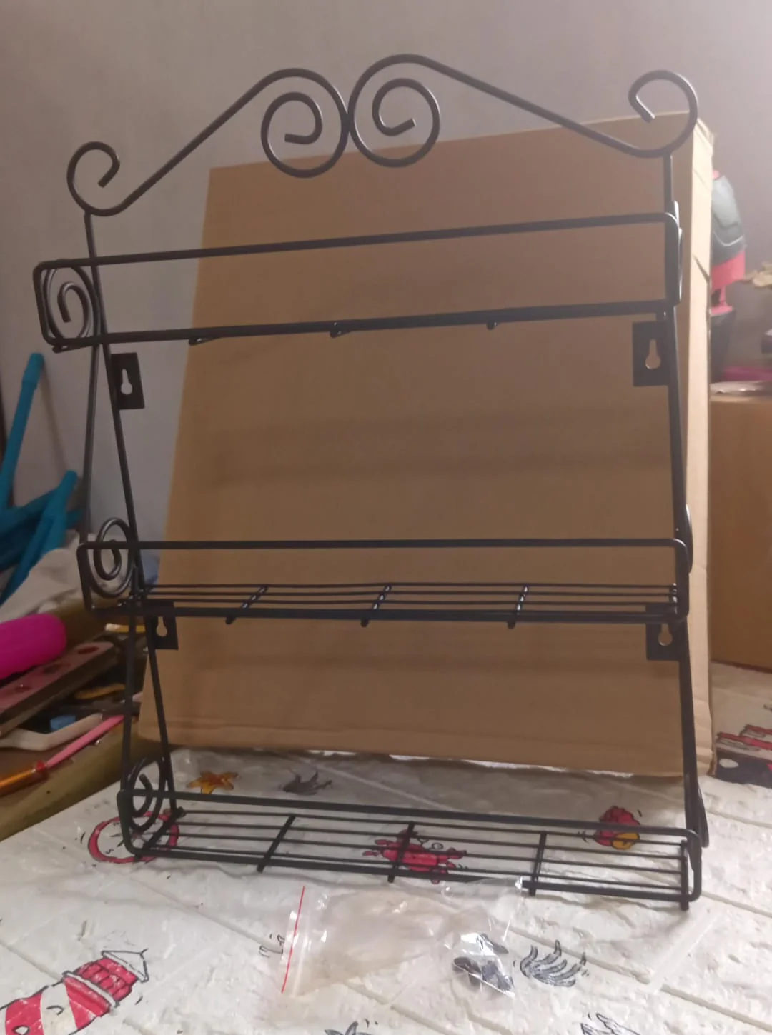 Big Wall Mounted Iron Wall Shelf with 3 Storage Racks for Kitchen - Image 8