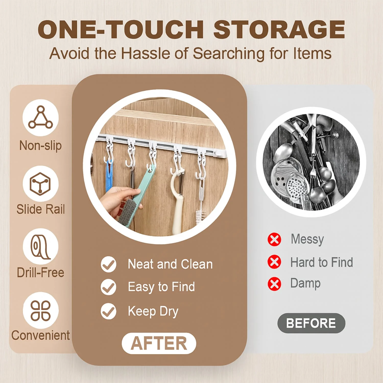 Wall Mounted Kitchen Storage Rack Set - Image 3