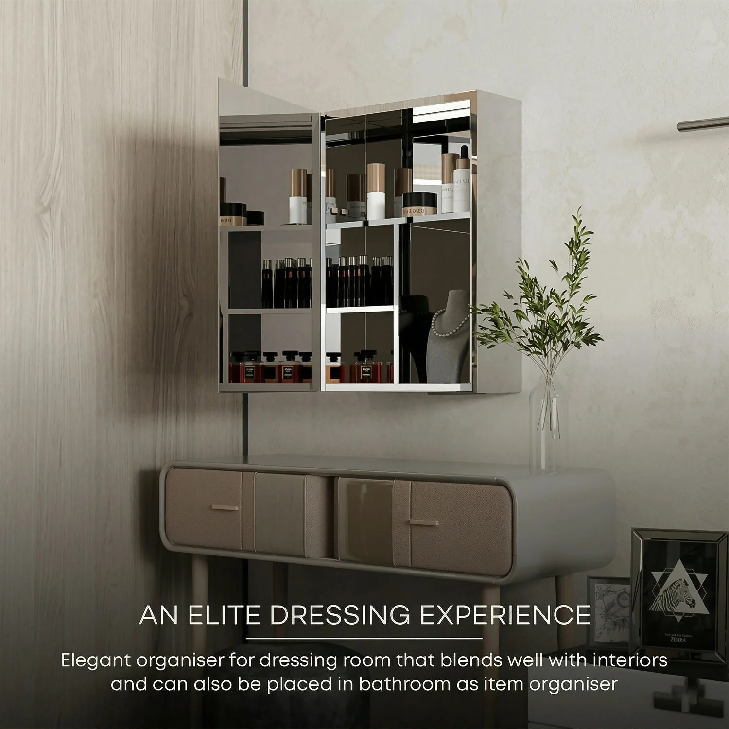 Wall Mounted Mirror Cabinet with Storage, HD Mirror Door Bathroom Organizer with Multi Shelf Storage & Modern Design - Image 3