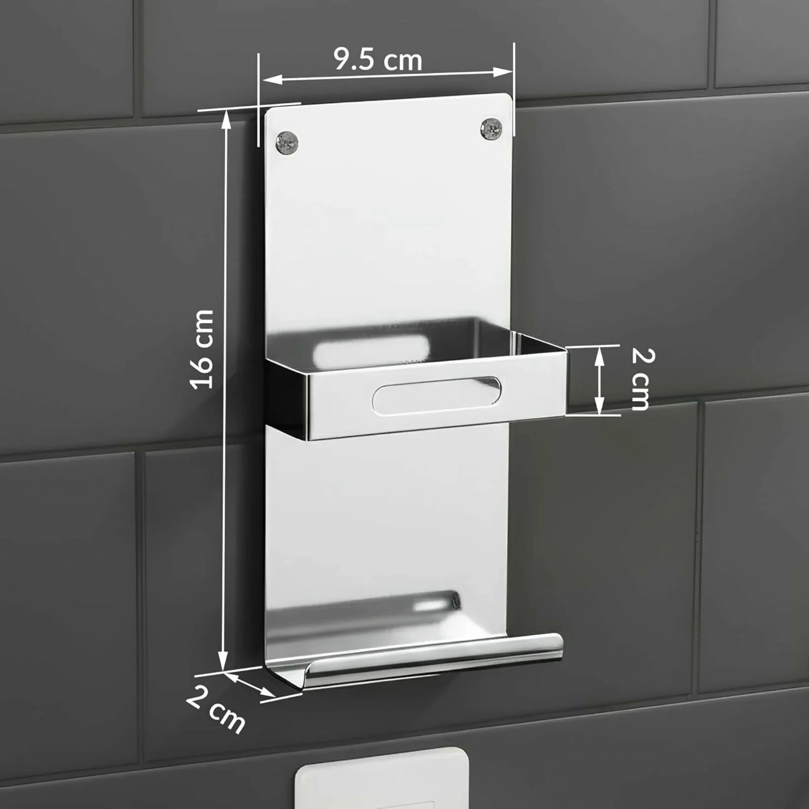 Wall-Mounted Mobile Phone Holder with Stylish Stainless Steel Finish - Image 2