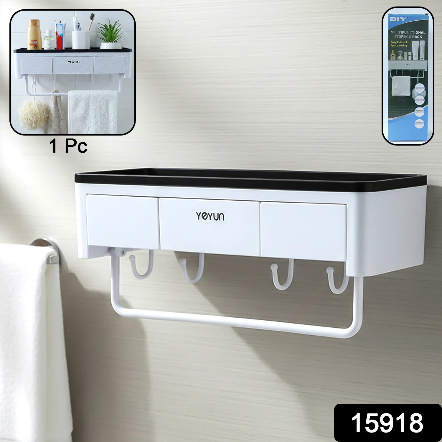 Wall Mounted Multifunctional Bathroom Storage Rack (1 Pc) - Image 2
