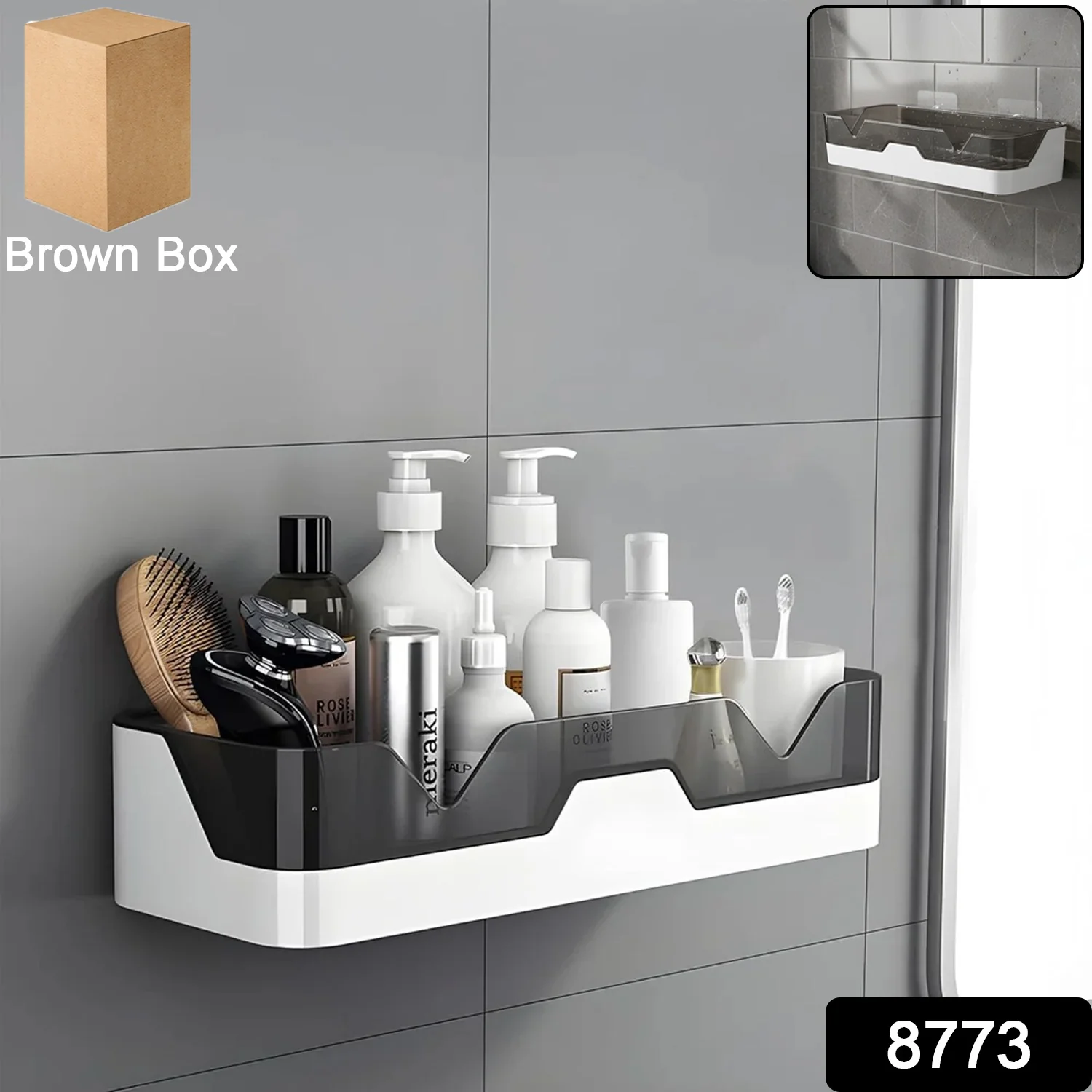 Wall Mounted Self Adhesive Plastic Storage Shelf (1 Pc) - Image 2
