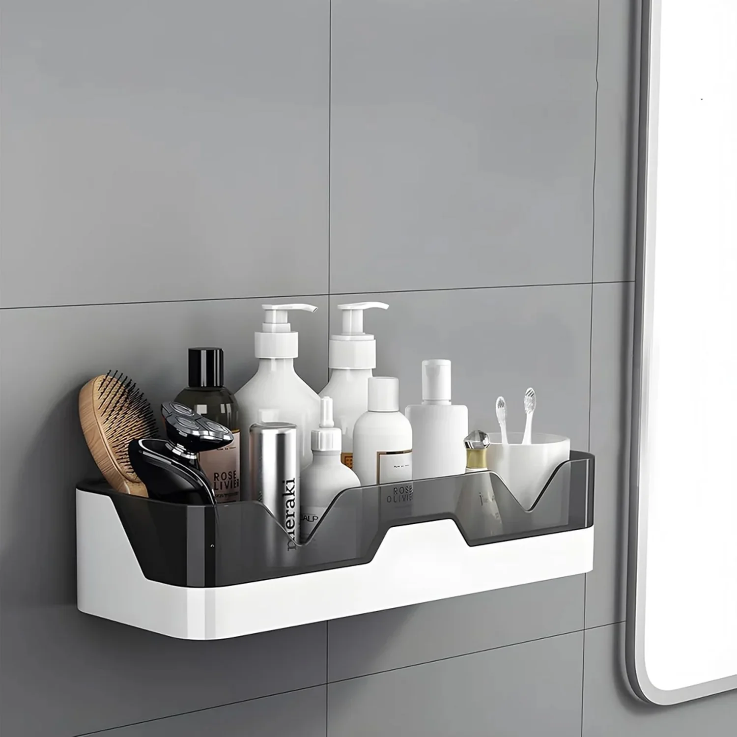 Wall Mounted Self Adhesive Plastic Storage Shelf (1 Pc) - Image 6