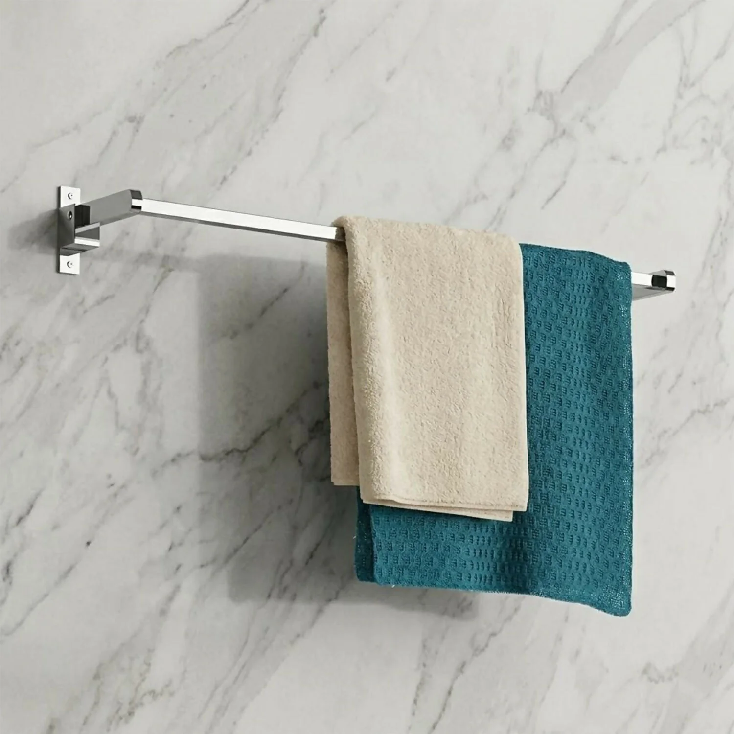 Wall Mounted Single Towel Rod Holder Sleek Bathroom Hanging Bar Organizer - Image 3