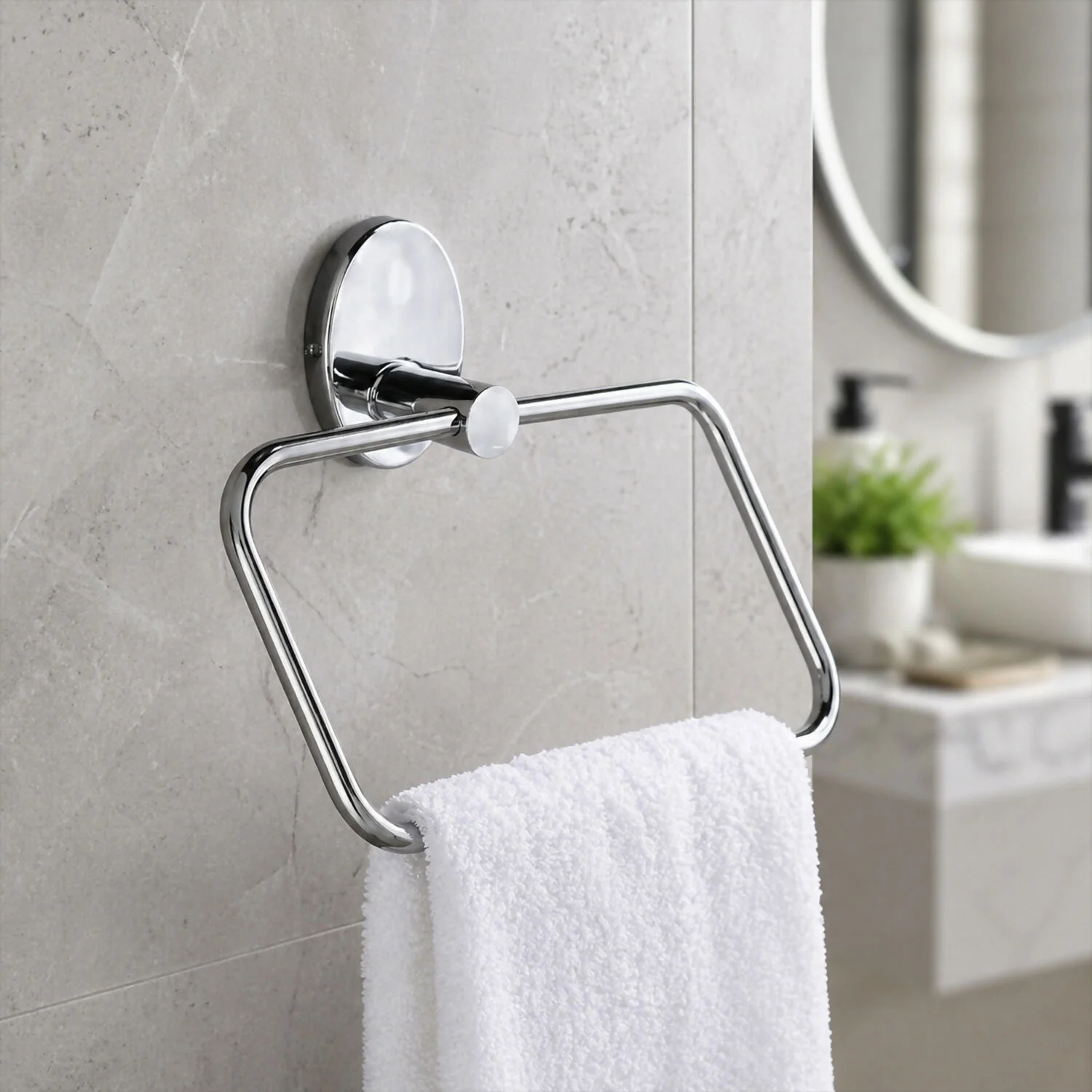 Wall Mounted Square Towel Ring Holder Bathroom Napkin Hanger - Image 4