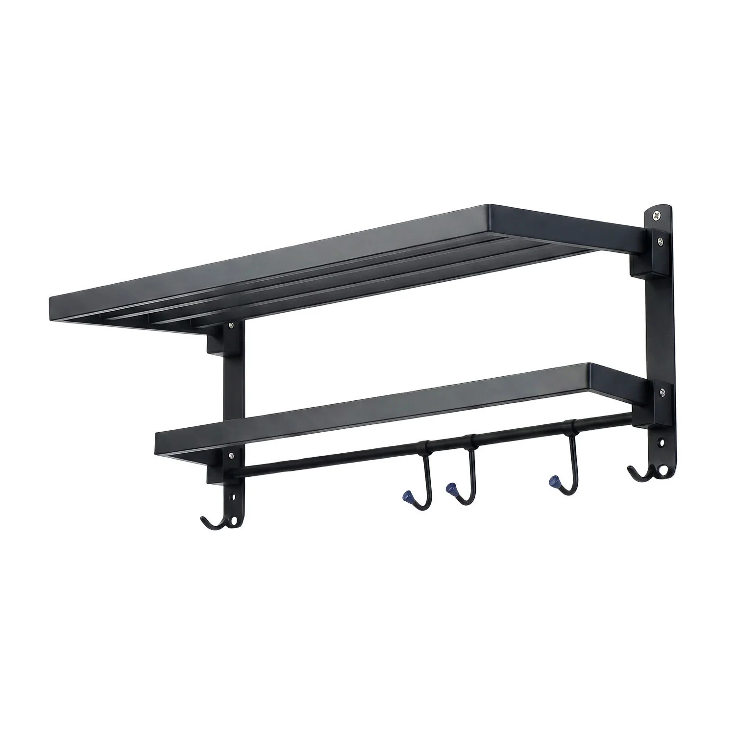 Wall Mounted Stainless Steel Bathroom Towel Rack with Shelf & Hanging Rod - Image 9
