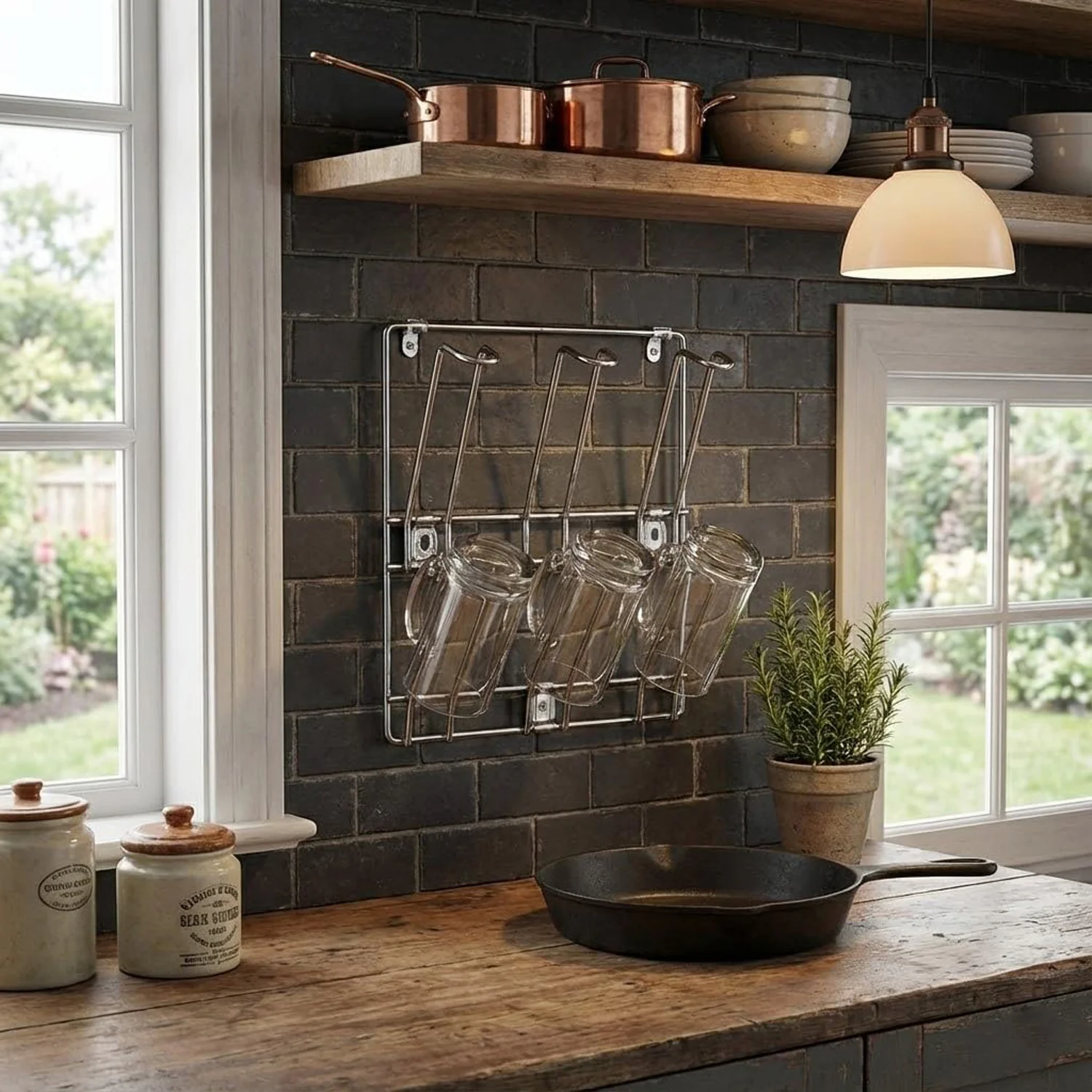 Wall-Mounted Stainless-Steel Cup & Mug Holder Rack (25 x 25 cm, 1 Pc) - Image 3
