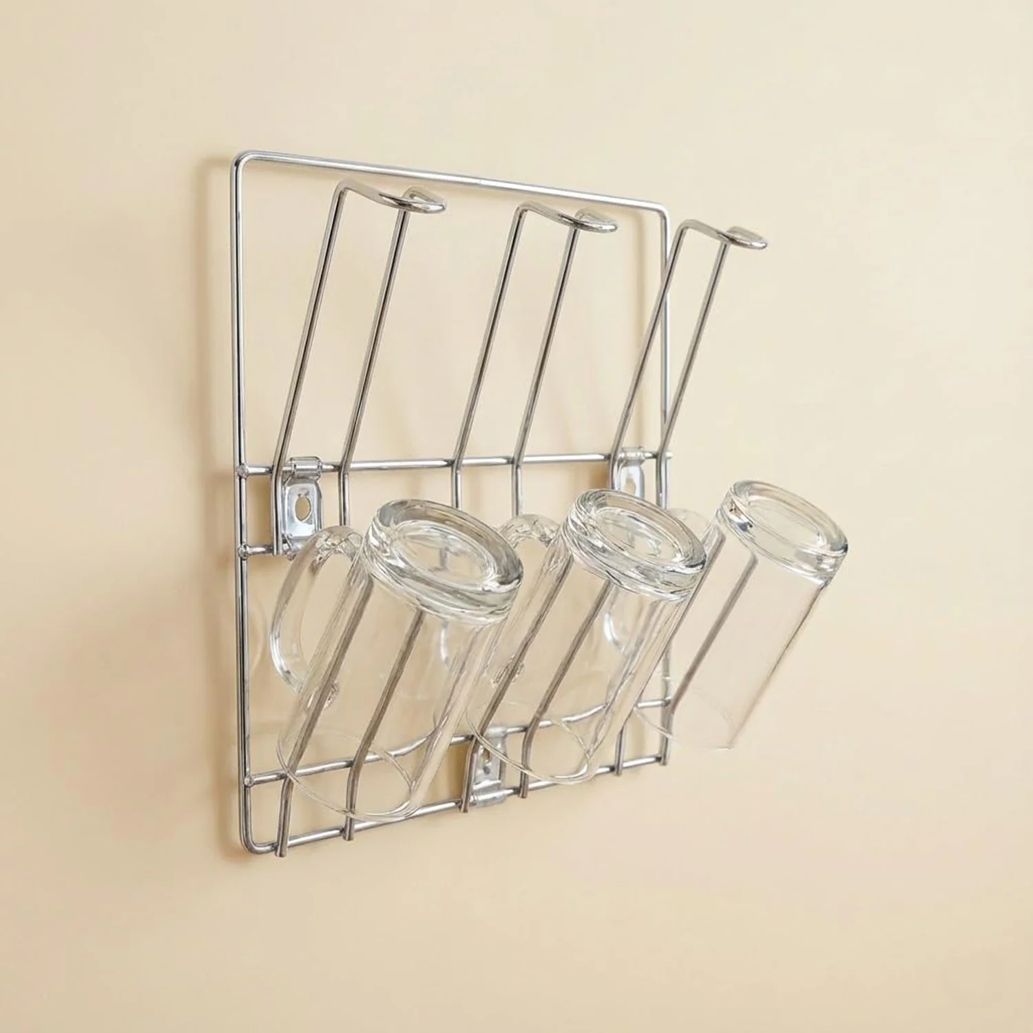 Wall-Mounted Stainless-Steel Cup & Mug Holder Rack (25 x 25 cm, 1 Pc) - Image 6