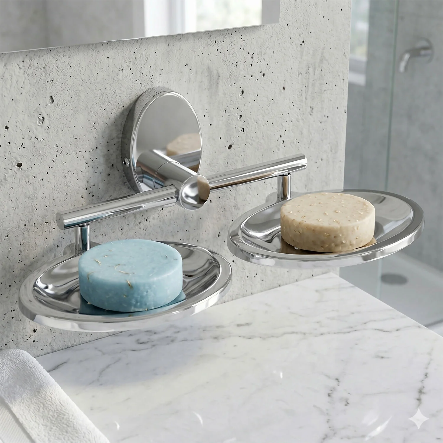 Wall Mounted Stainless Steel Double Soap Dish Holder Bathroom Soap Tray Stand - Image 4