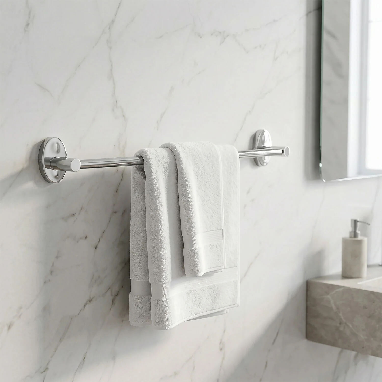 Wall Mounted Stainless Steel Towel Rod Holder Bathroom Towel Bar - Image 4