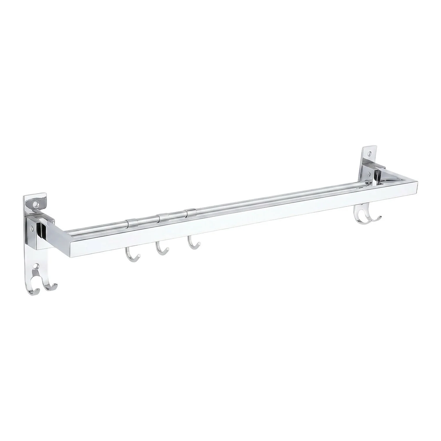 Wall Mounted Stainless Steel Towel Rod with Hooks Space Saving Bathroom Organizer - Image 8