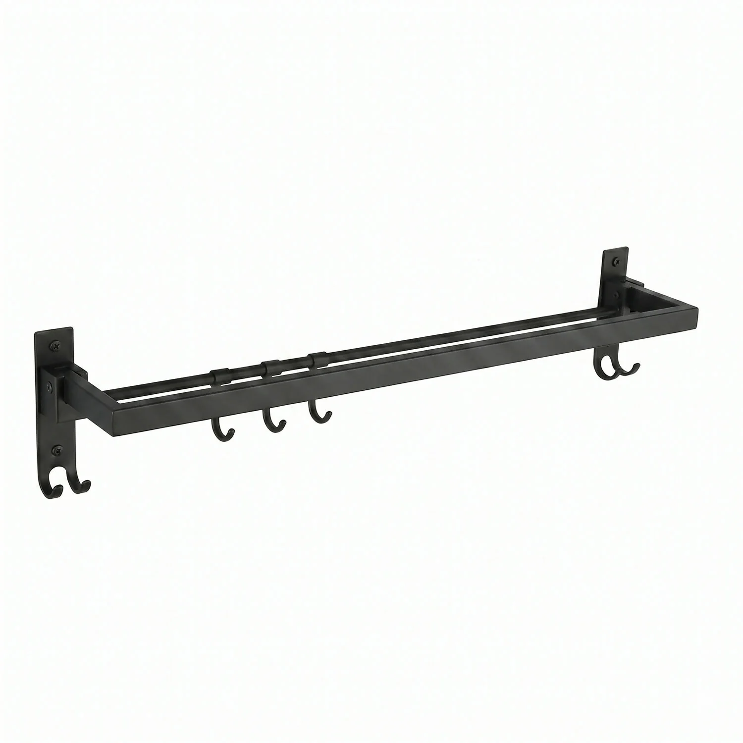 Wall Mounted Stainless Steel Towel Rod with Hooks Space Saving Bathroom Organizer - Image 9