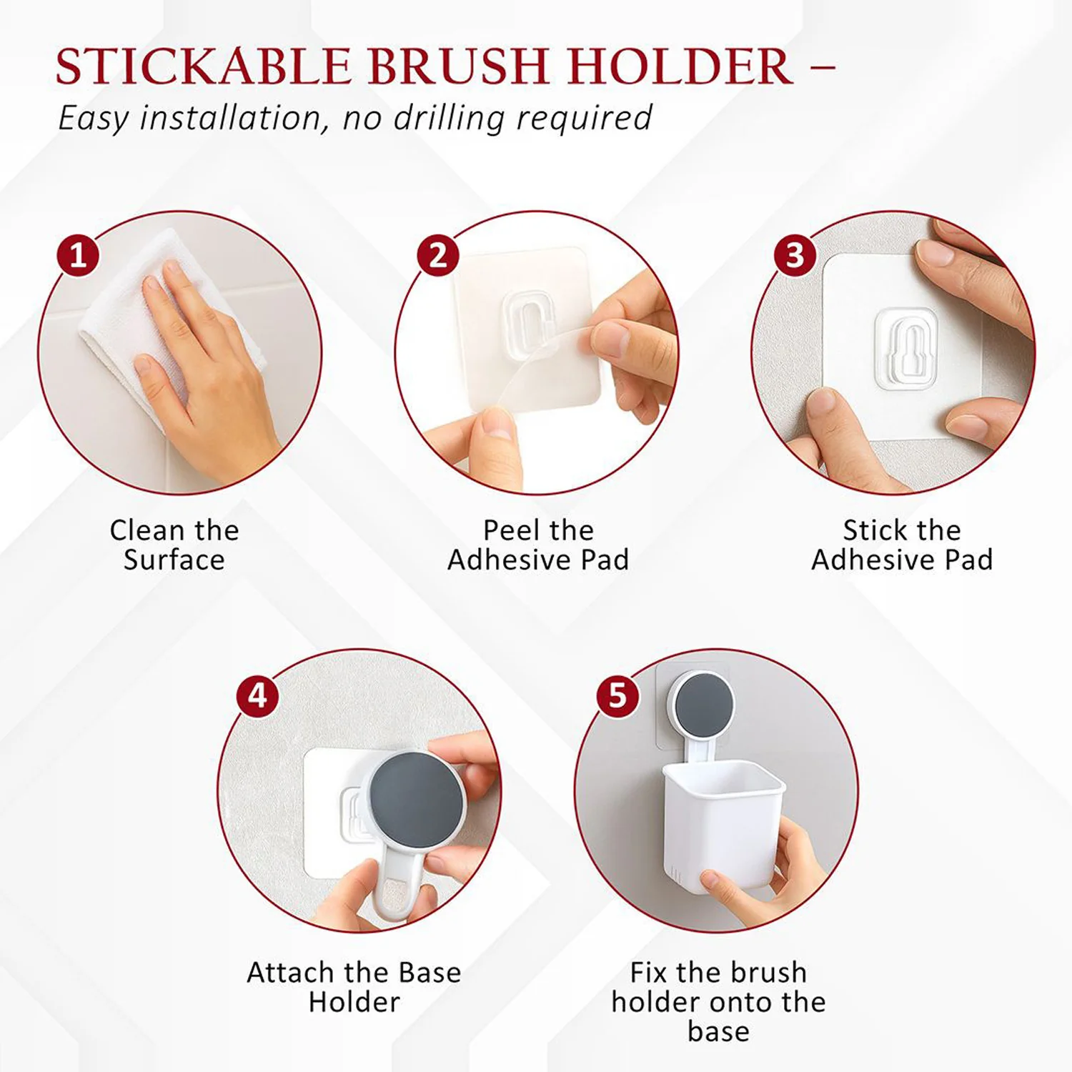 Wall-Mounted Toothbrush & Bathroom Storage Organizer (1 Pc) - Image 3