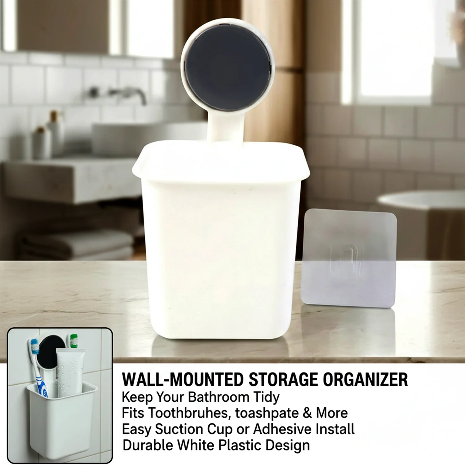 Wall-Mounted Toothbrush & Bathroom Storage Organizer (1 Pc) - Image 4