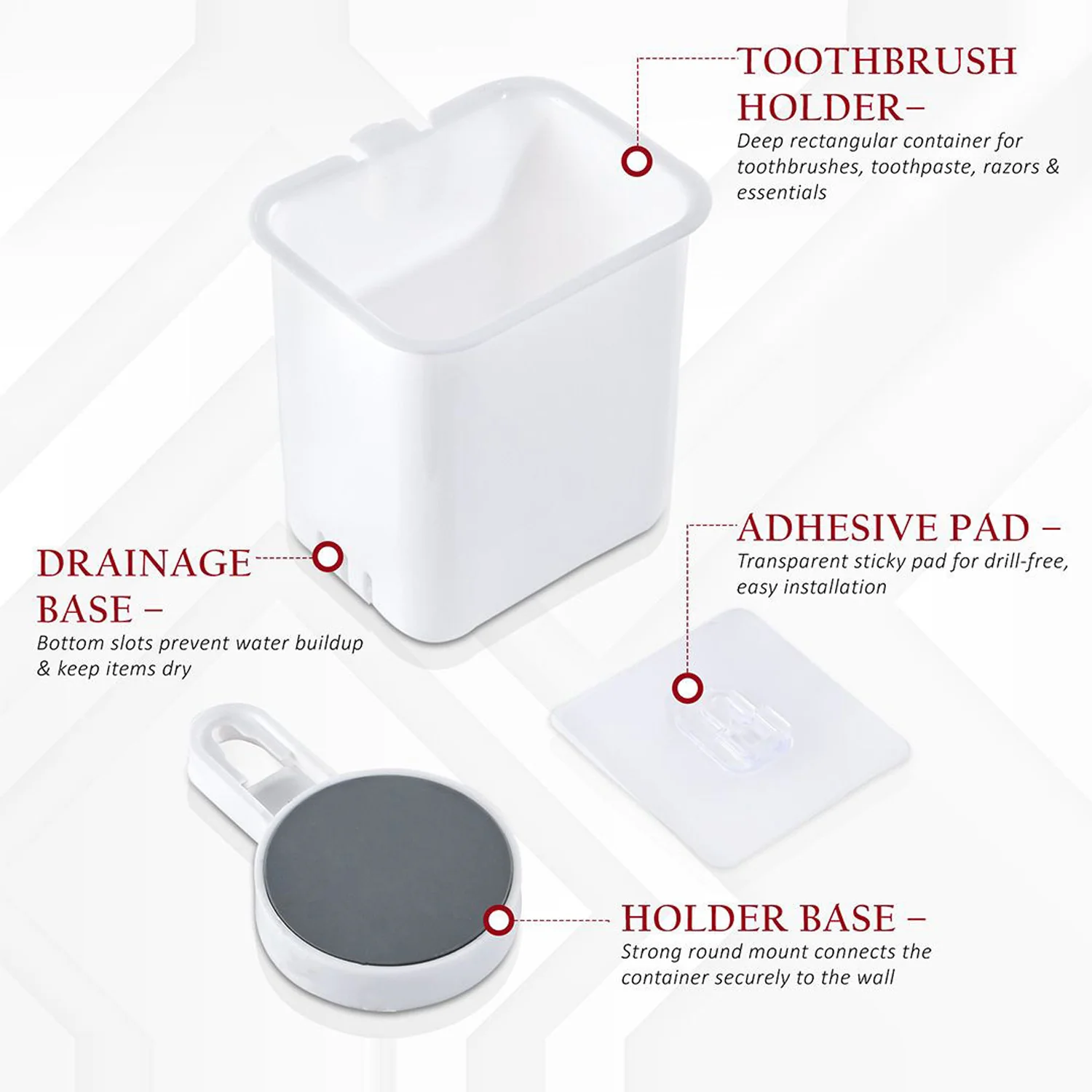 Wall-Mounted Toothbrush & Bathroom Storage Organizer (1 Pc) - Image 9