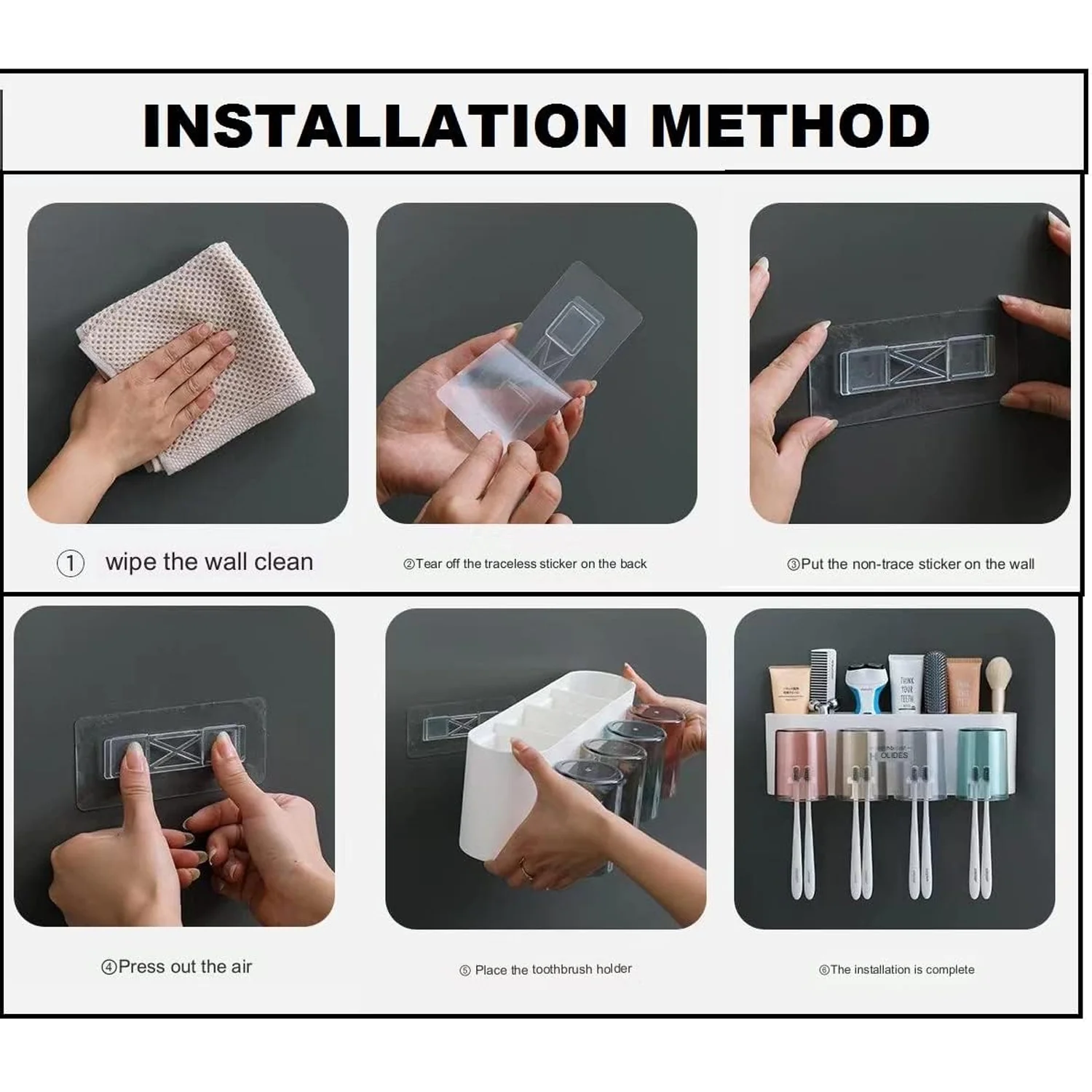 Wall Mounted Toothbrush Holder Set (1 Set) - Image 3