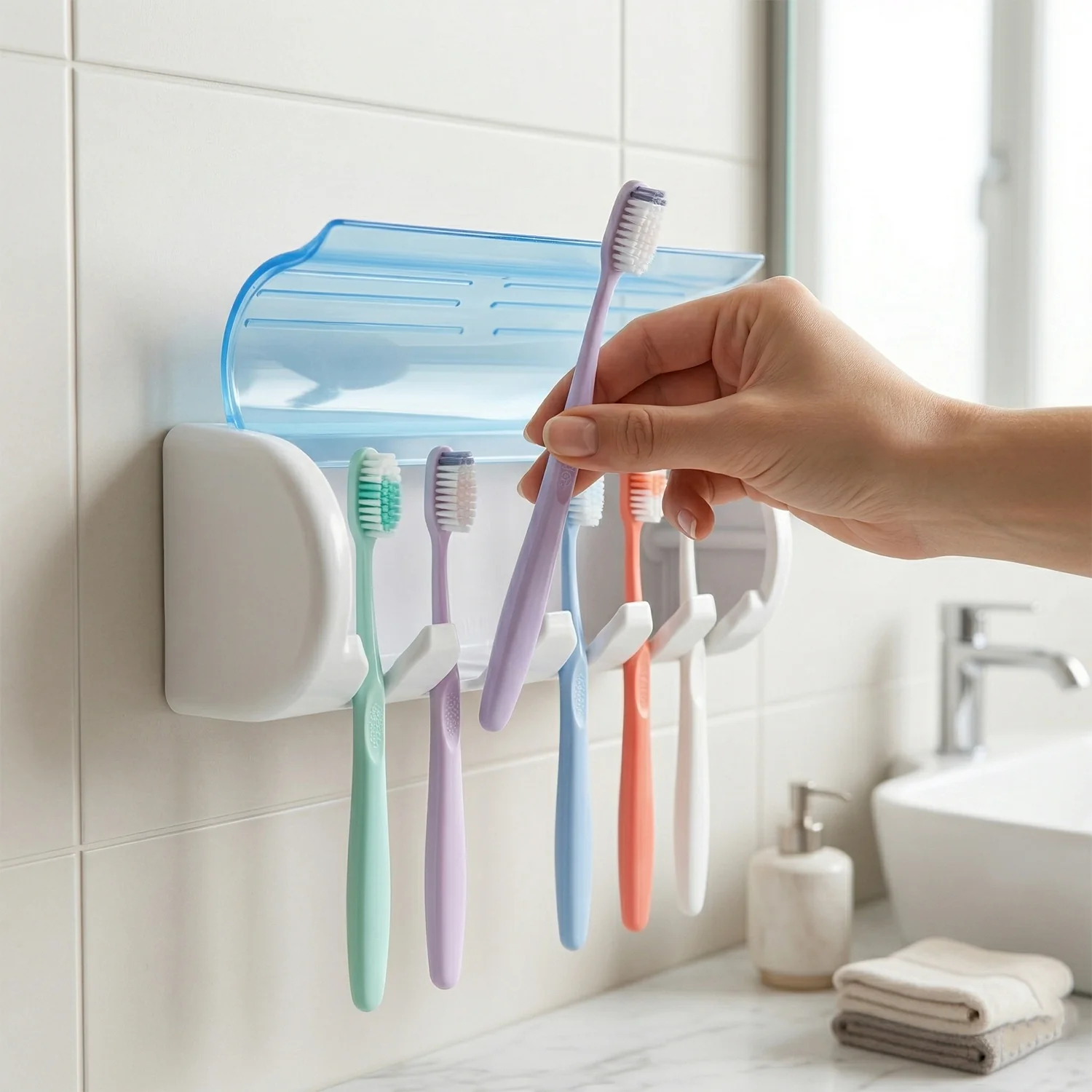 Wall Mounted Toothbrush Holder with Protective Cover (1 Pc) - Image 5