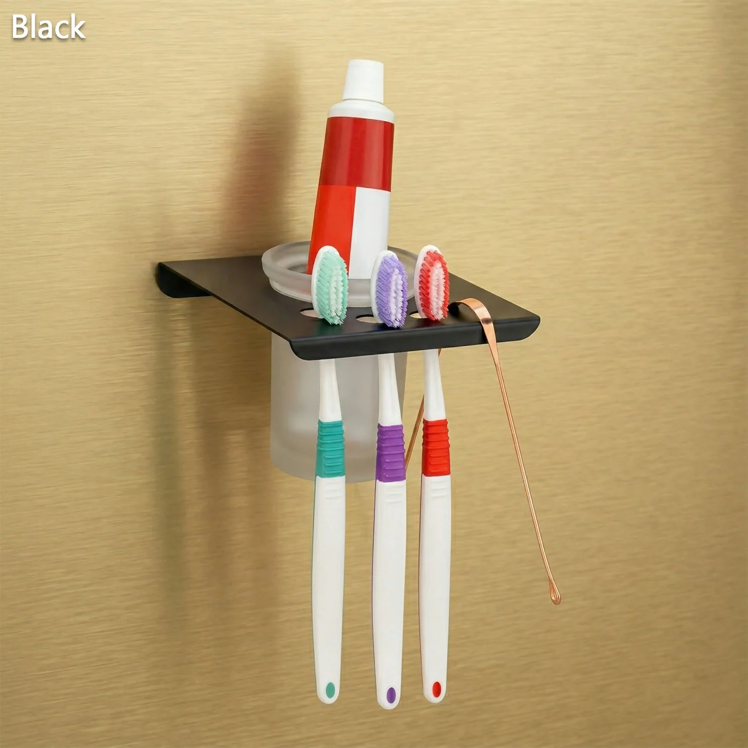 Wall Mounted Toothbrush Holder with Tumbler & Multi Slot Stand Bathroom Organizer - Image 3