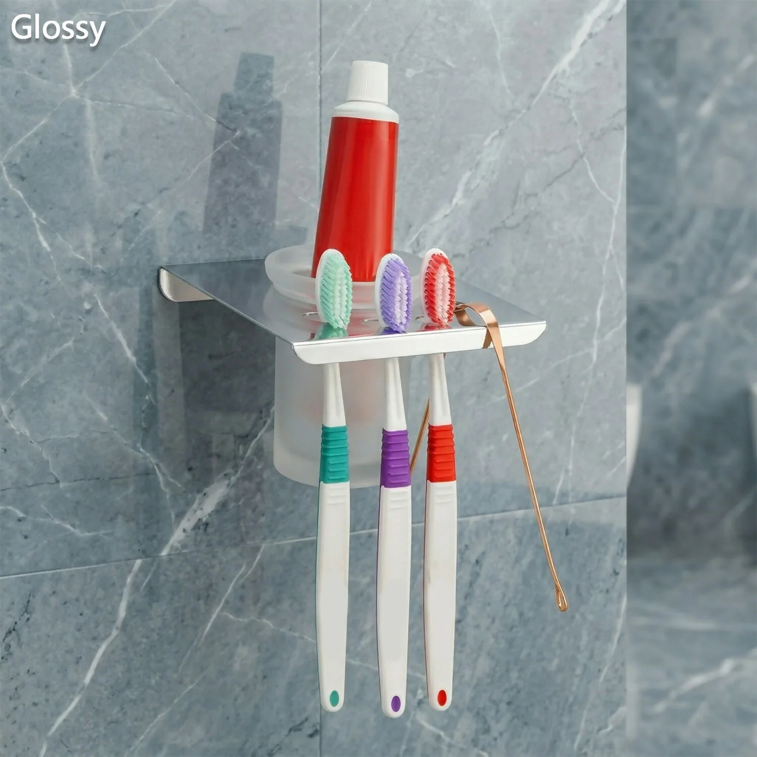 Wall Mounted Toothbrush Holder with Tumbler & Multi Slot Stand Bathroom Organizer - Image 5