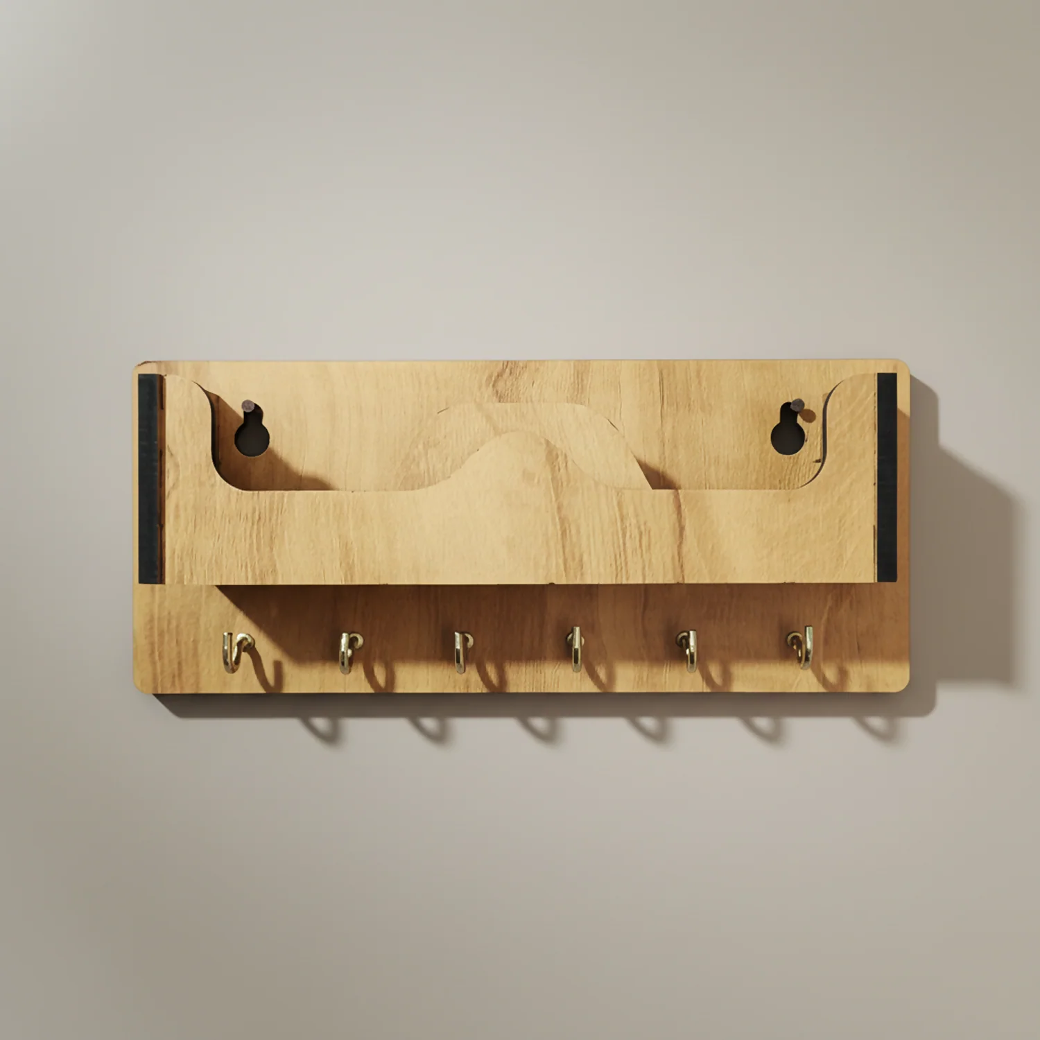 Wooden Wall Mounted Key Holder with Shelf for Mobile, Glasses and Daily Items - Image 8