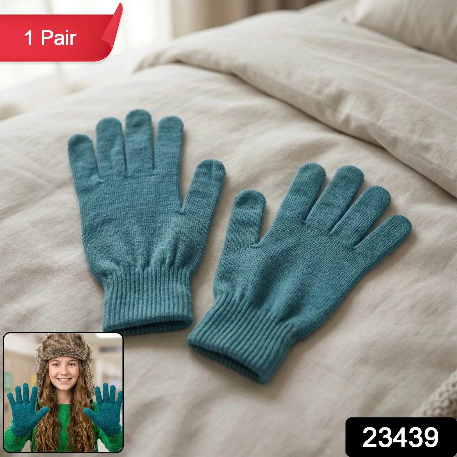 Warm Winter Knitted Gloves for Men Women Soft Stretchable (1 Pair) - Image 2