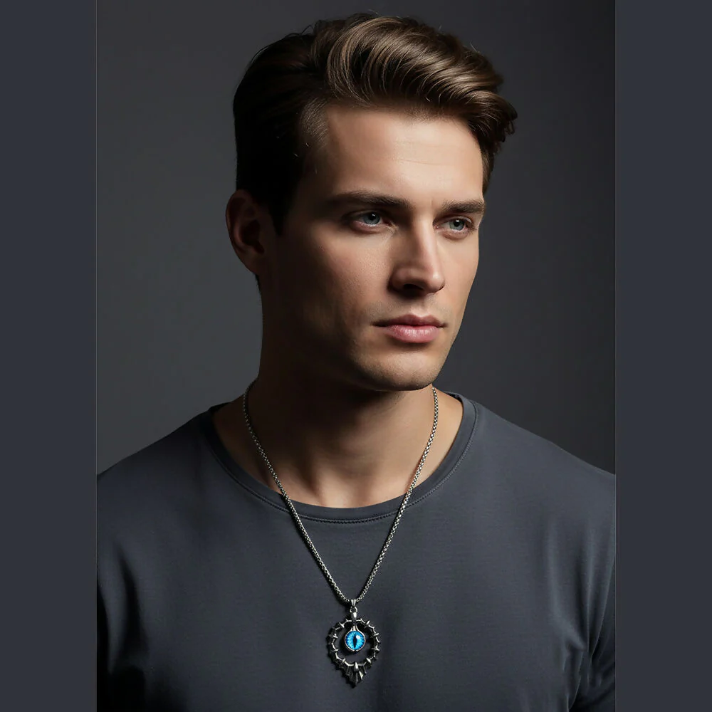 Warrior Dragon Eye Pendant with Metal Chain - Image 2