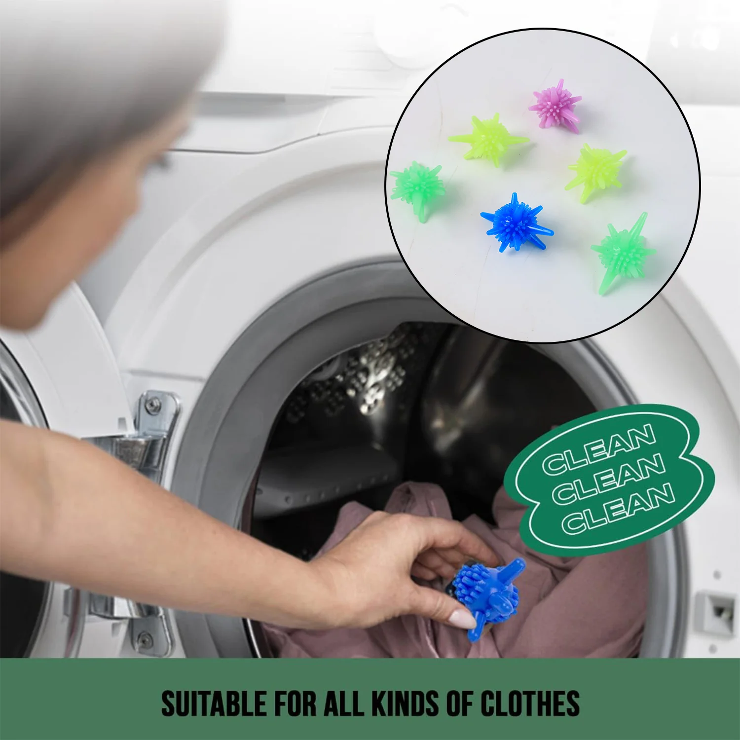 Washing Machine Laundry Reusable Soft Spiky Balls (6 Pc) - Image 4