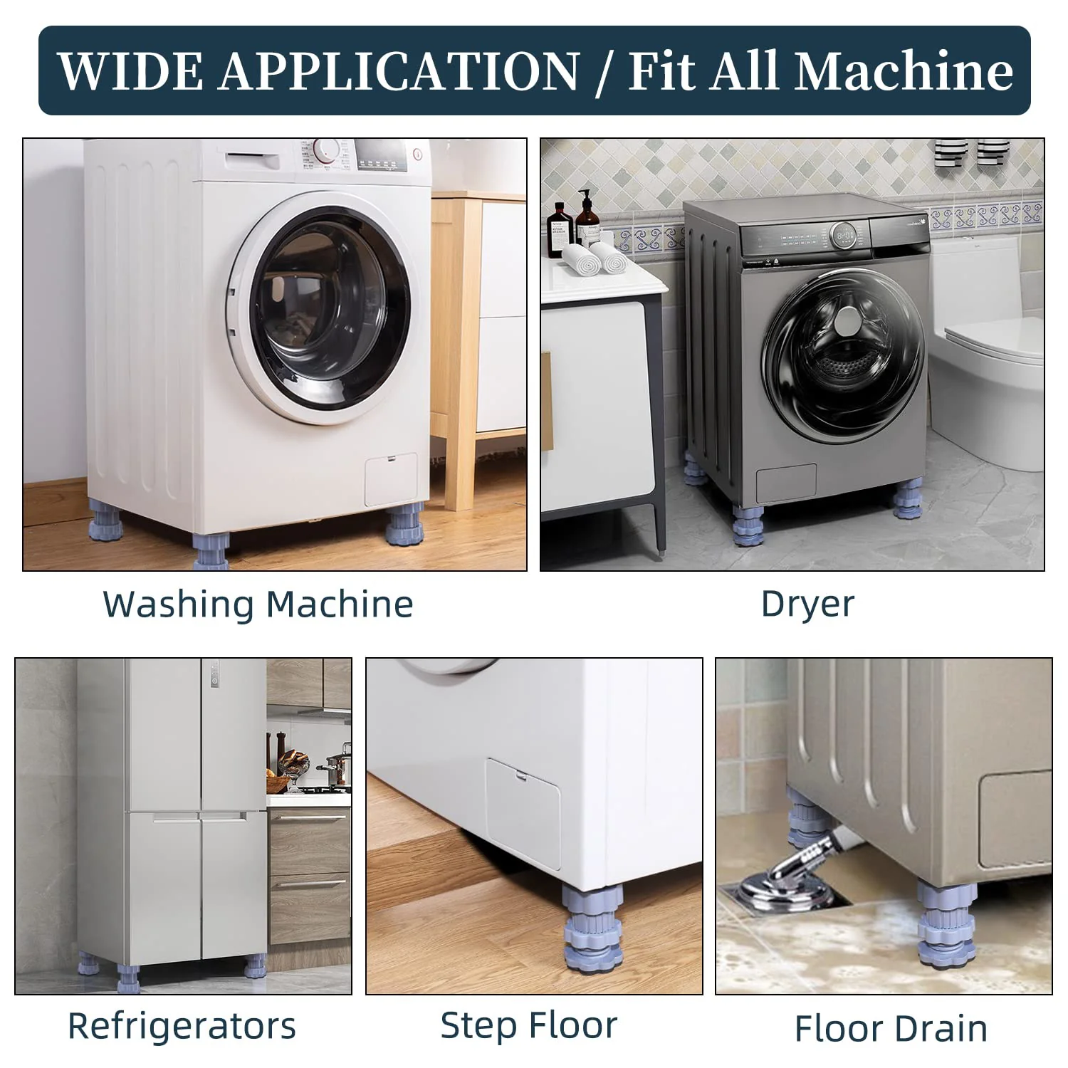Washing machine support, anti vibration washing machine support adjustable washer anti vibrasion pads, washer & dryer pedestals, Washing Machine Accessory Anti- Skid Pad PVC Lifting Pad Non-Slip ( 1 Pc ) - Image 3