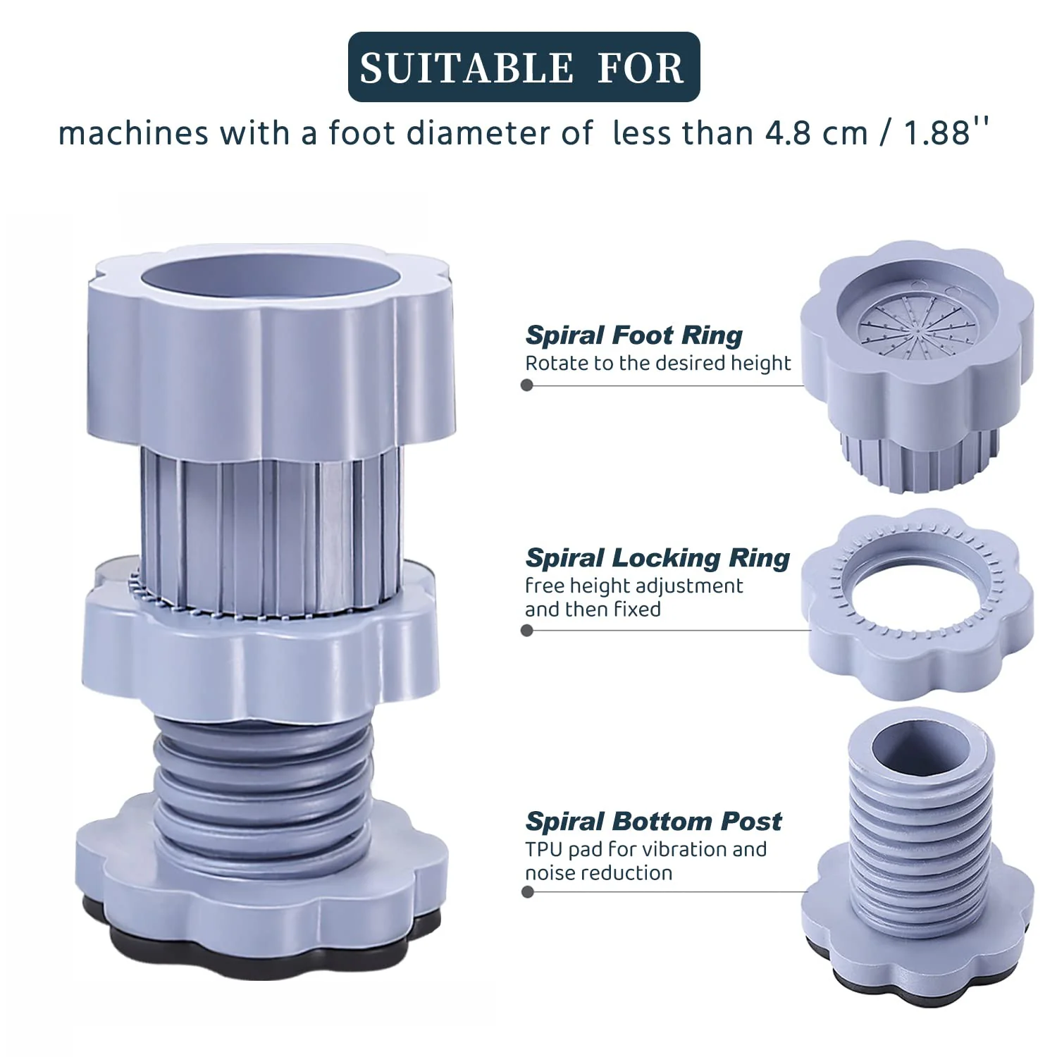 Washing machine support, anti vibration washing machine support adjustable washer anti vibrasion pads, washer & dryer pedestals, Washing Machine Accessory Anti- Skid Pad PVC Lifting Pad Non-Slip ( 1 Pc ) - Image 4