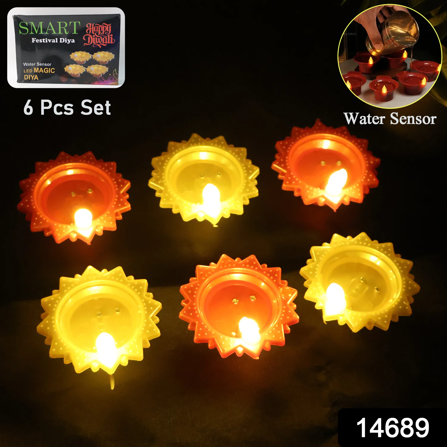Water Sensor LED Diya Set (6 Pc) - Image 2