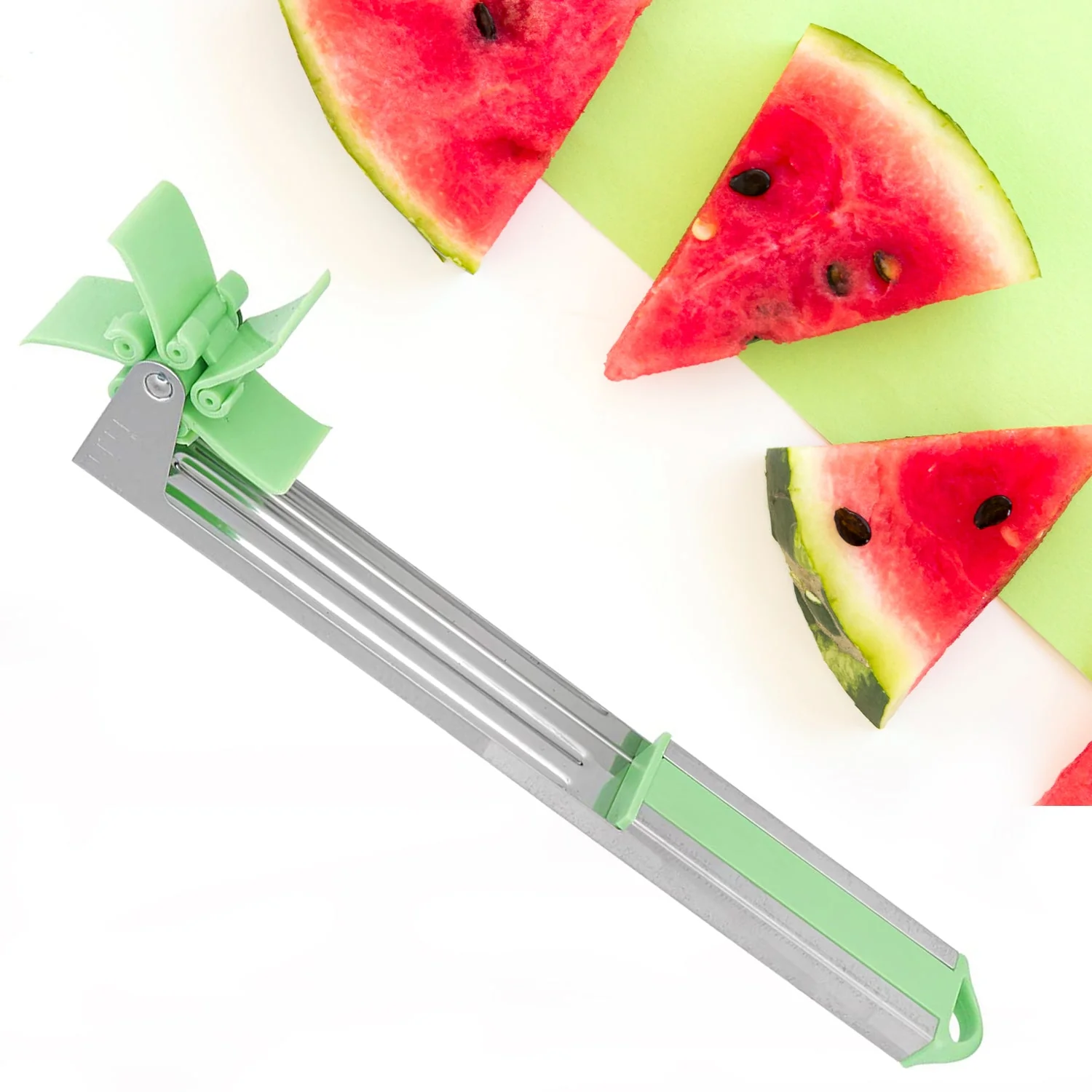 Stainless Steel Washable Watermelon Cutter – Windmill Slicer & Peeler - Image 3