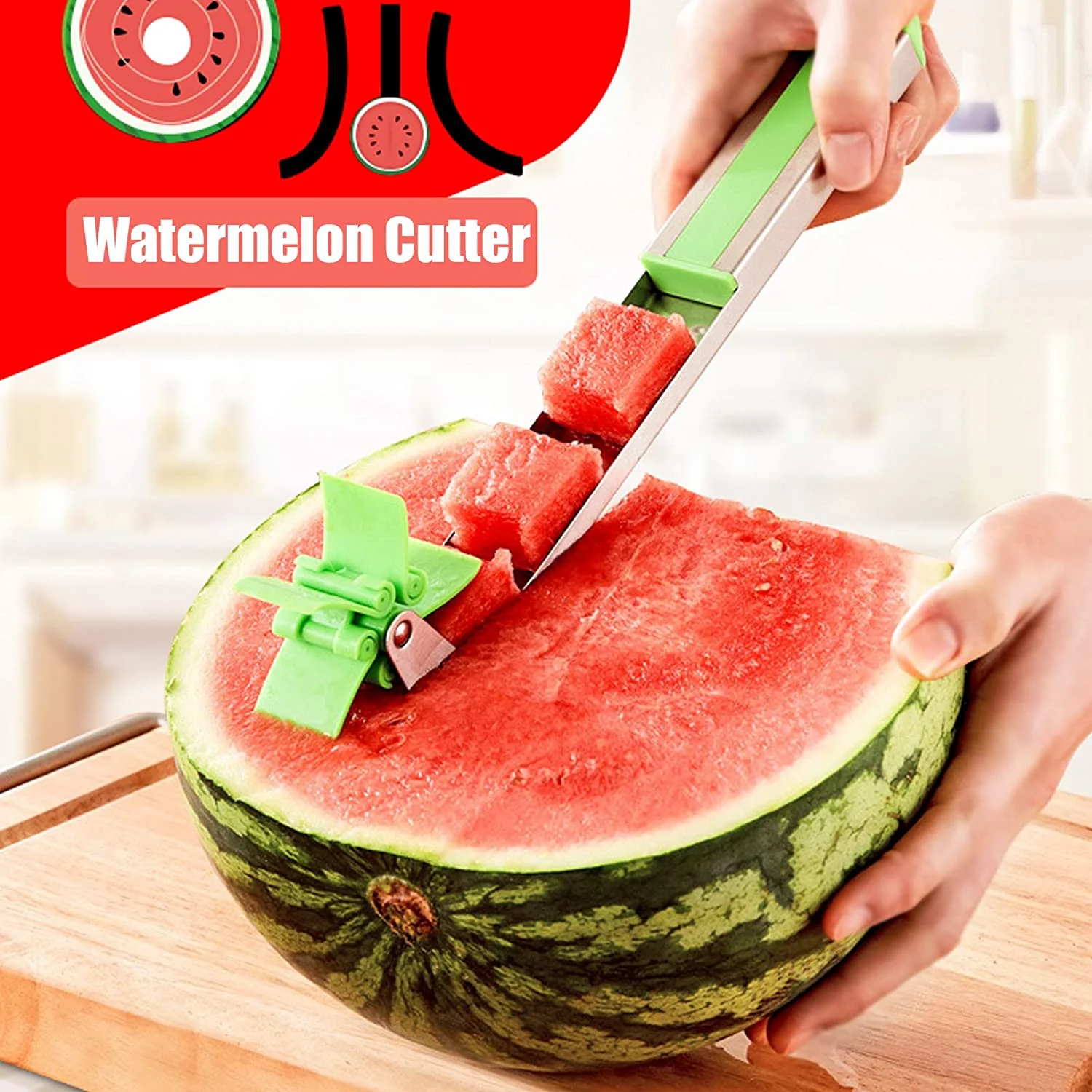 Stainless Steel Washable Watermelon Cutter – Windmill Slicer & Peeler - Image 4